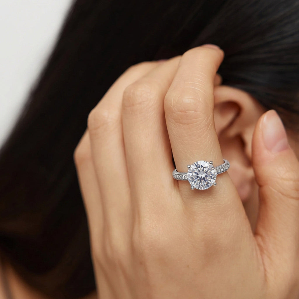 Silver-Tone Round Zircon Pavé Ring