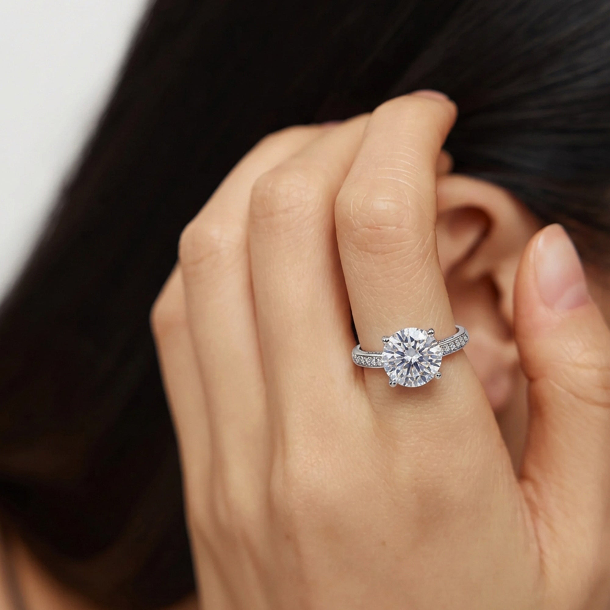 Silver-Tone Round Zircon Pavé Ring