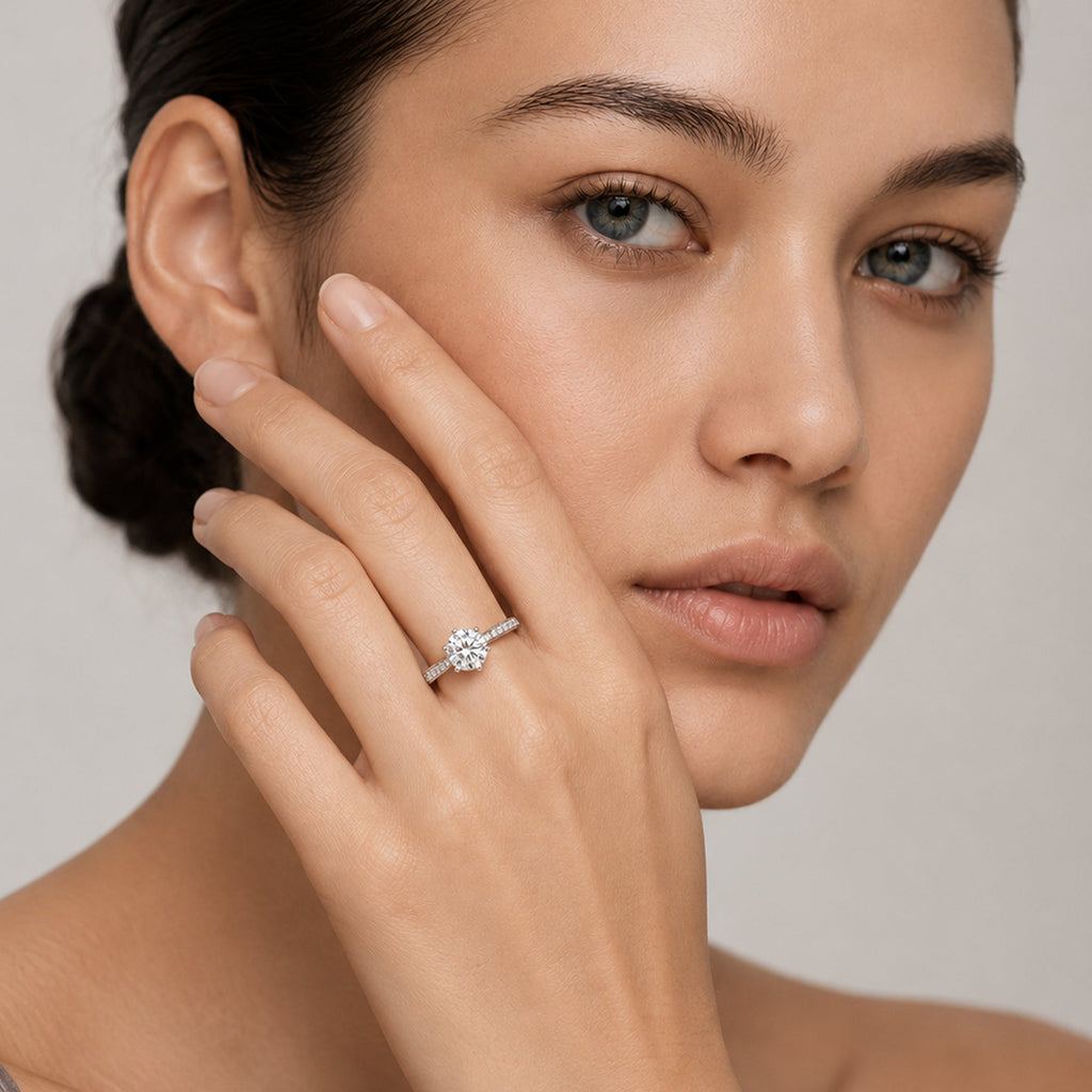 Round Zircon S925 Adjustable Couple Rings