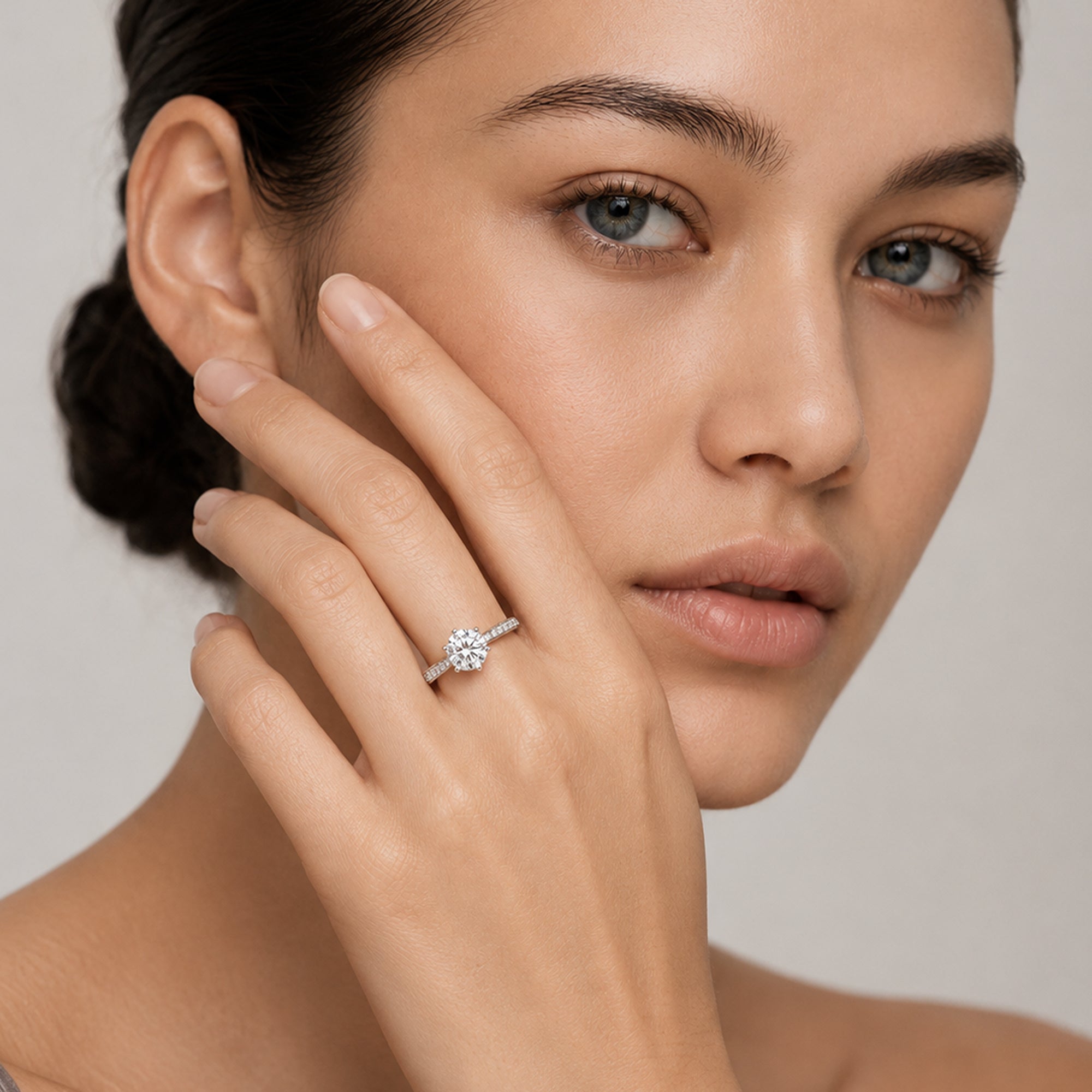 Round Zircon S925 Adjustable Couple Rings