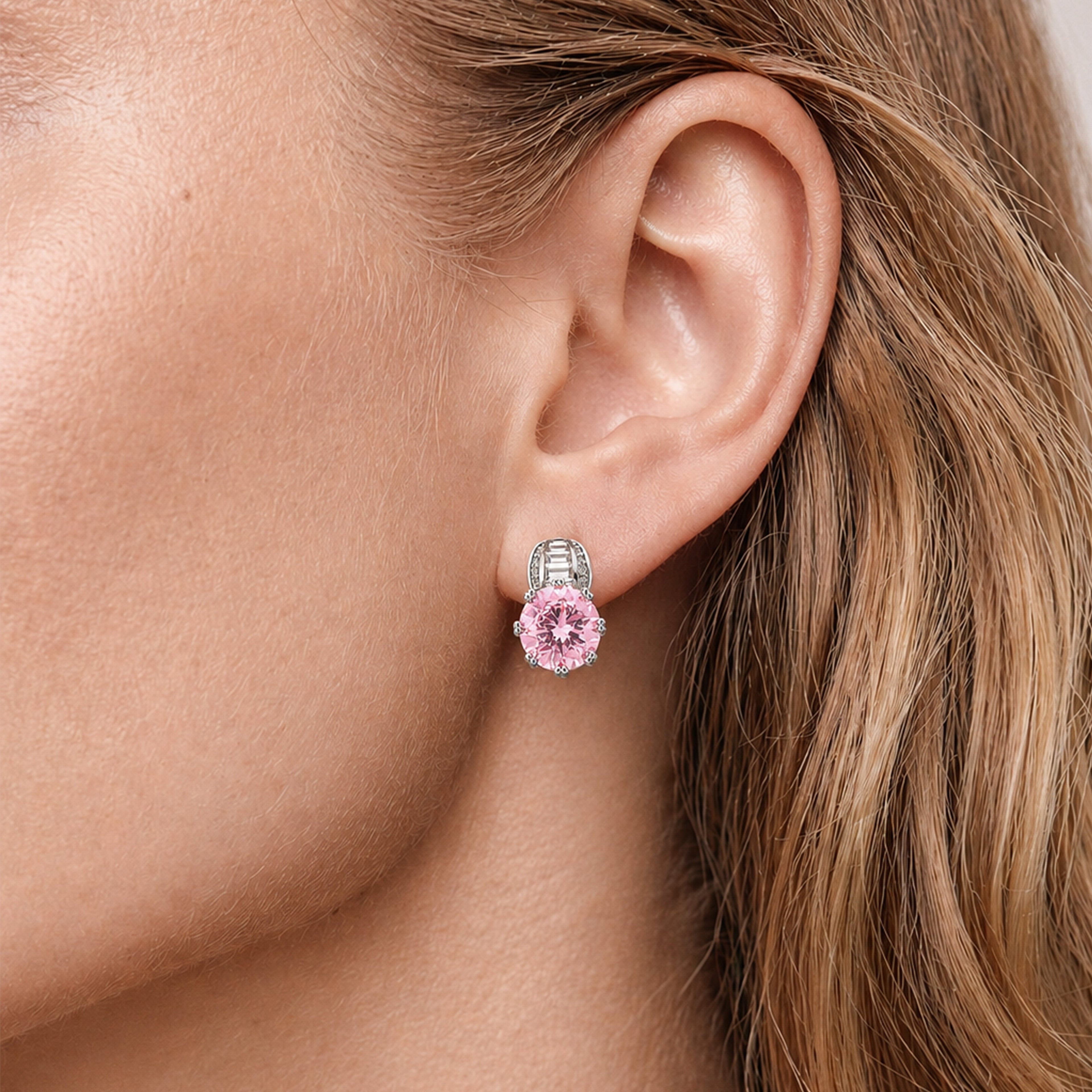 Crystal Round Drop Stud Earrings