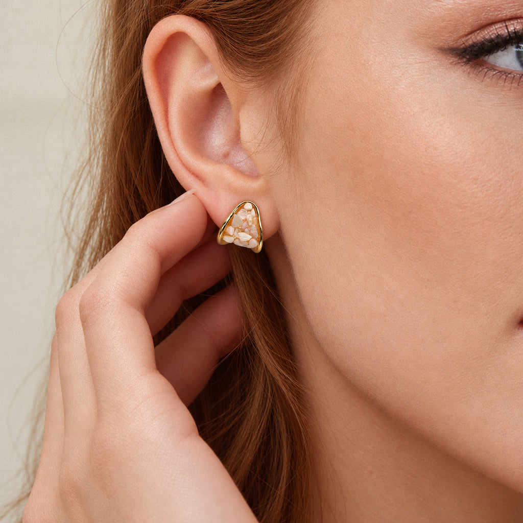 Shell Inlay Sculptural Stud Earrings