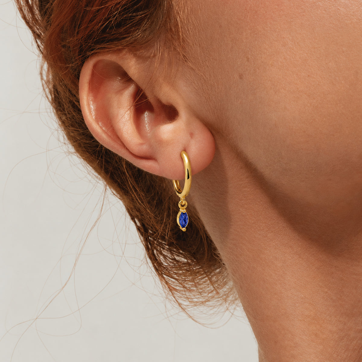 Marquise Natural Stone Huggie Earrings