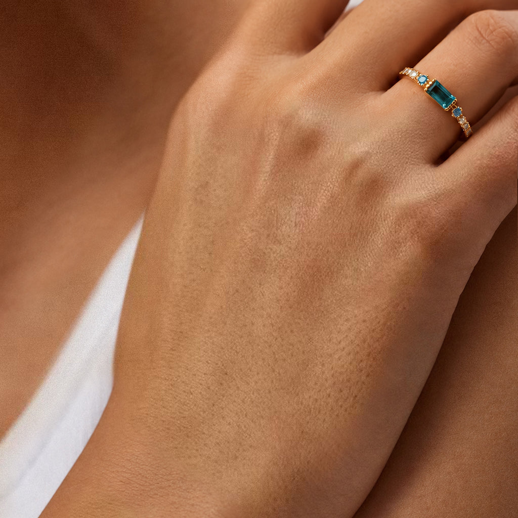 London Blue Gemstone Gold-Plated S925 Ring