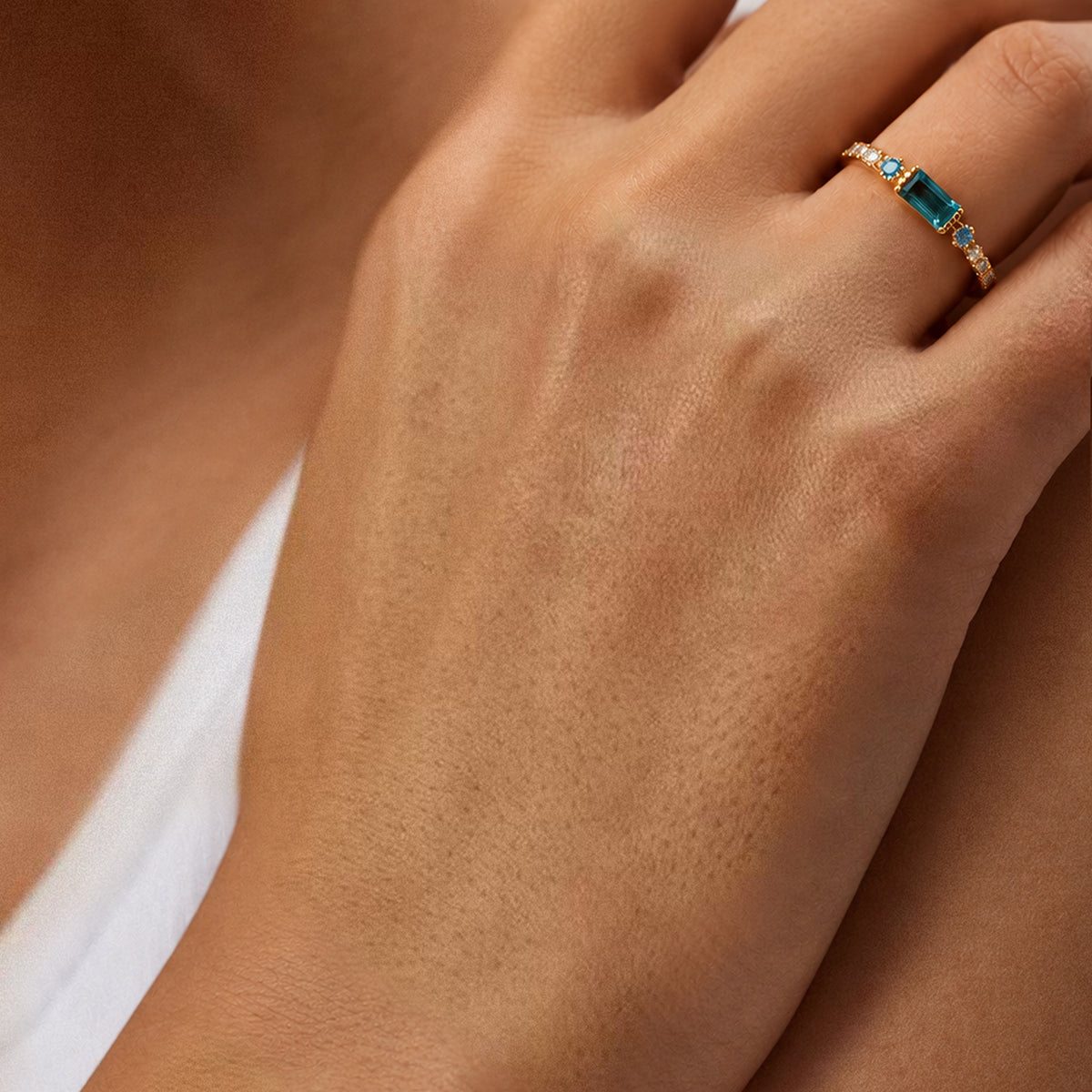 London Blue Gemstone Gold-Plated S925 Ring