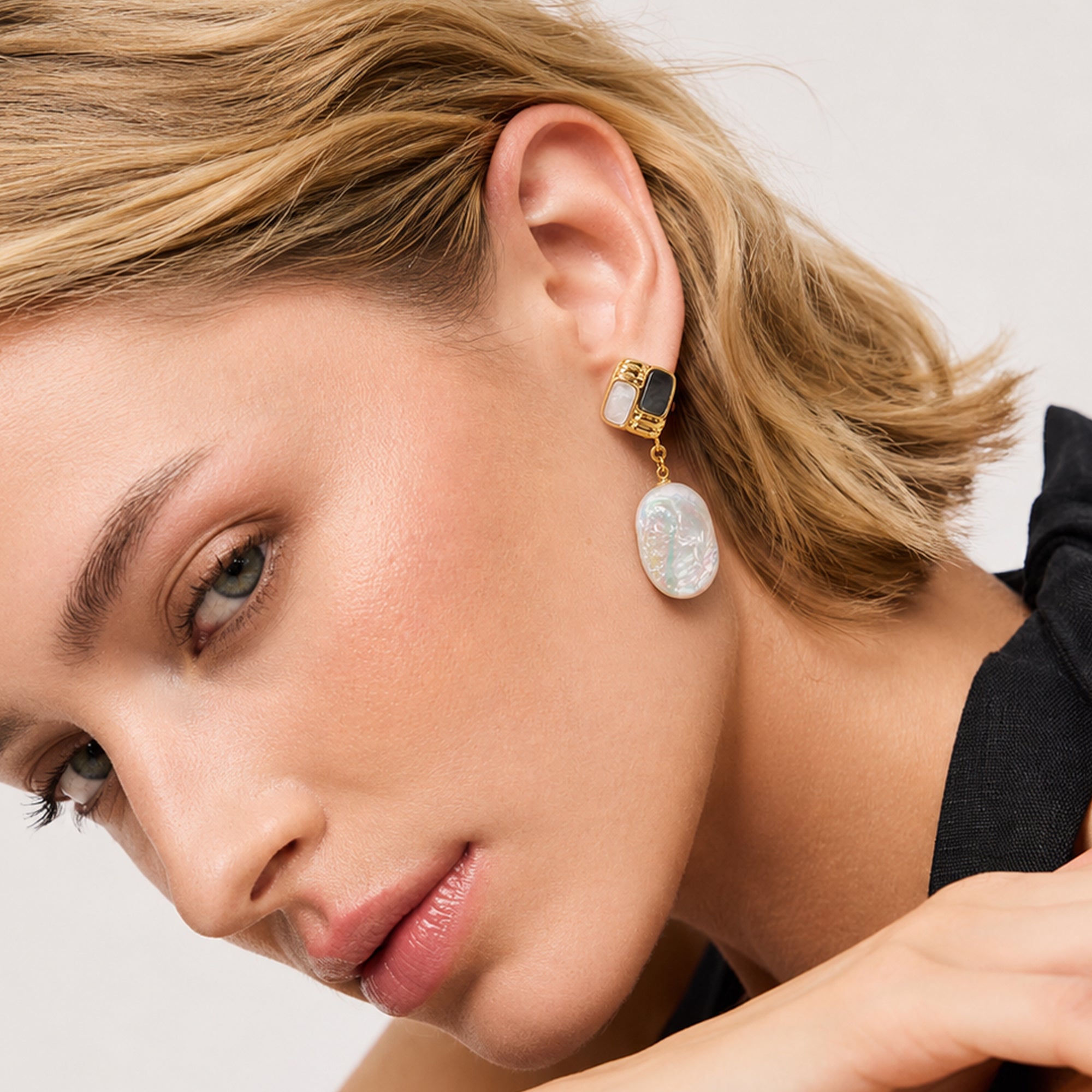 Gold-Plated Baroque Pearl Drop Earrings