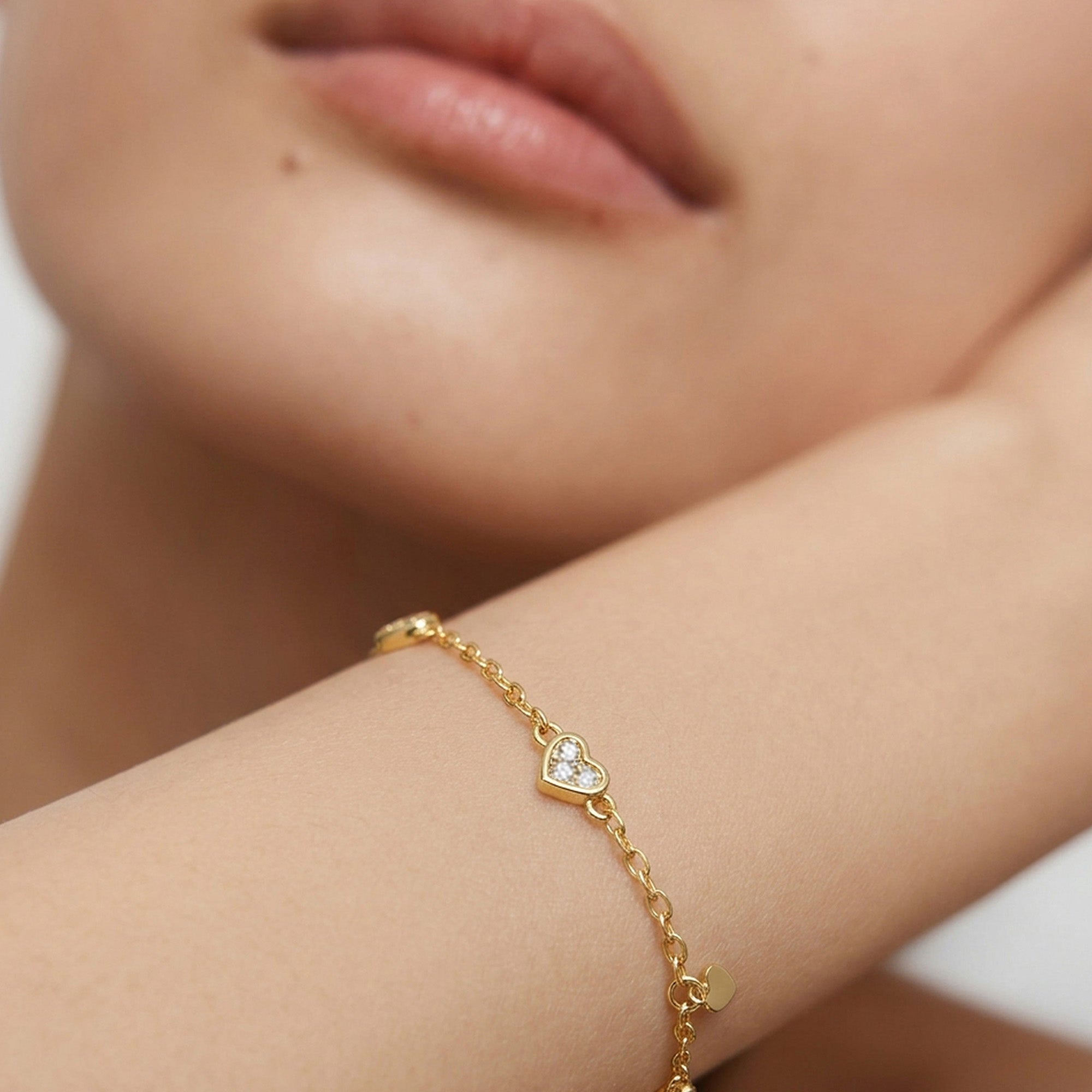 Heart S999 Silver Chain Bracelet with Color Variants