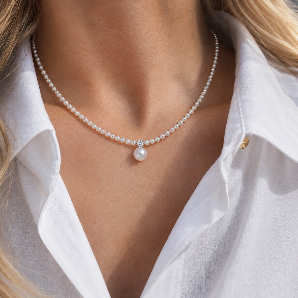 S925 Silver Pearl Drop Pendant Necklace