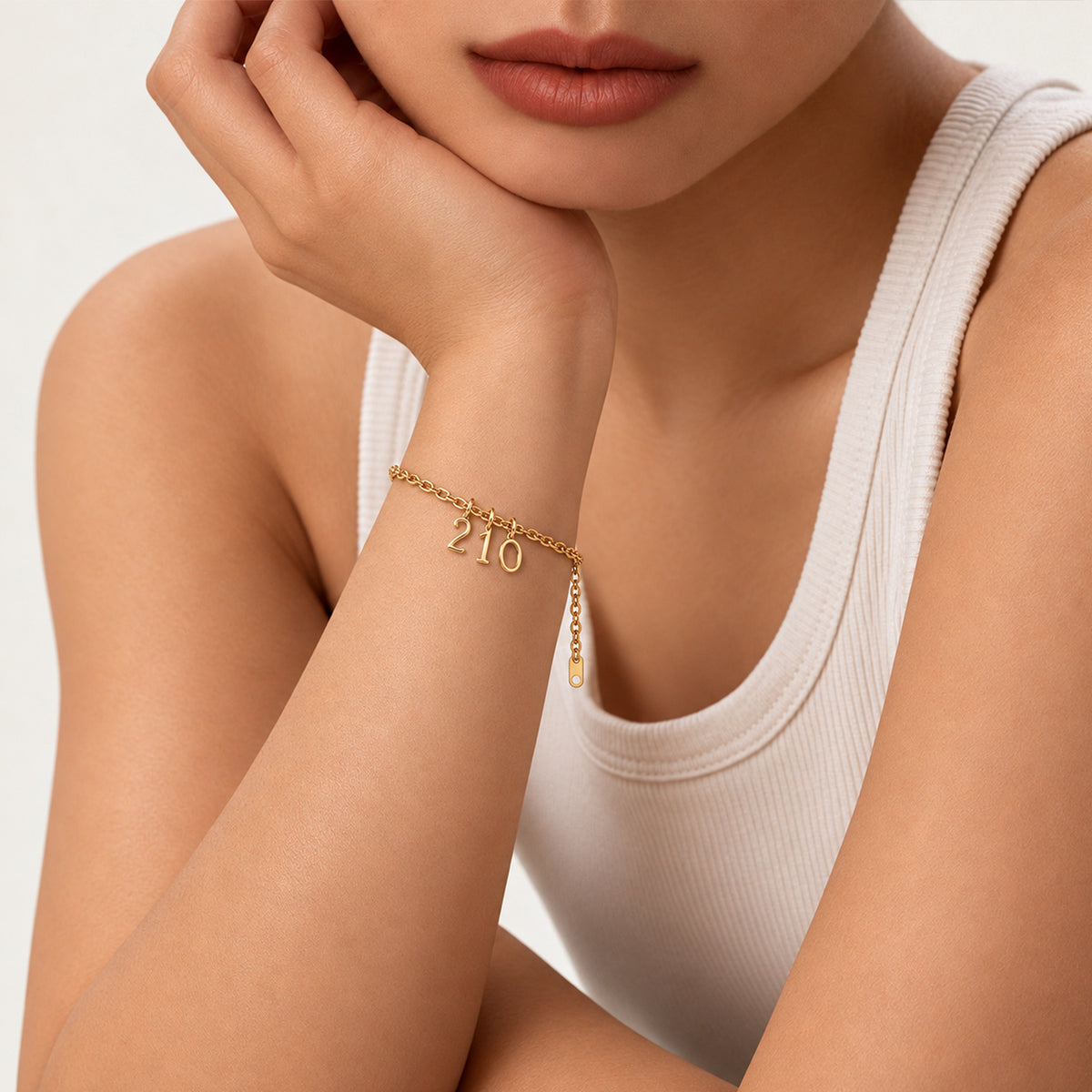 18K Gold-Plated Sterling Silver Number Charm Bracelet