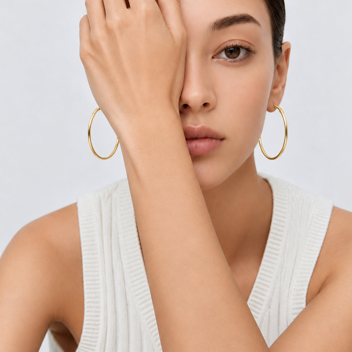 Large Polished Brass Hoop Earrings