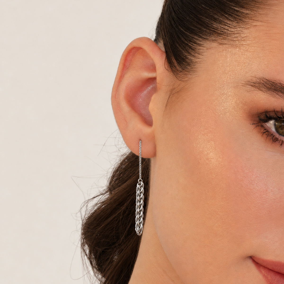 Layered Chain Drop Stud Earrings