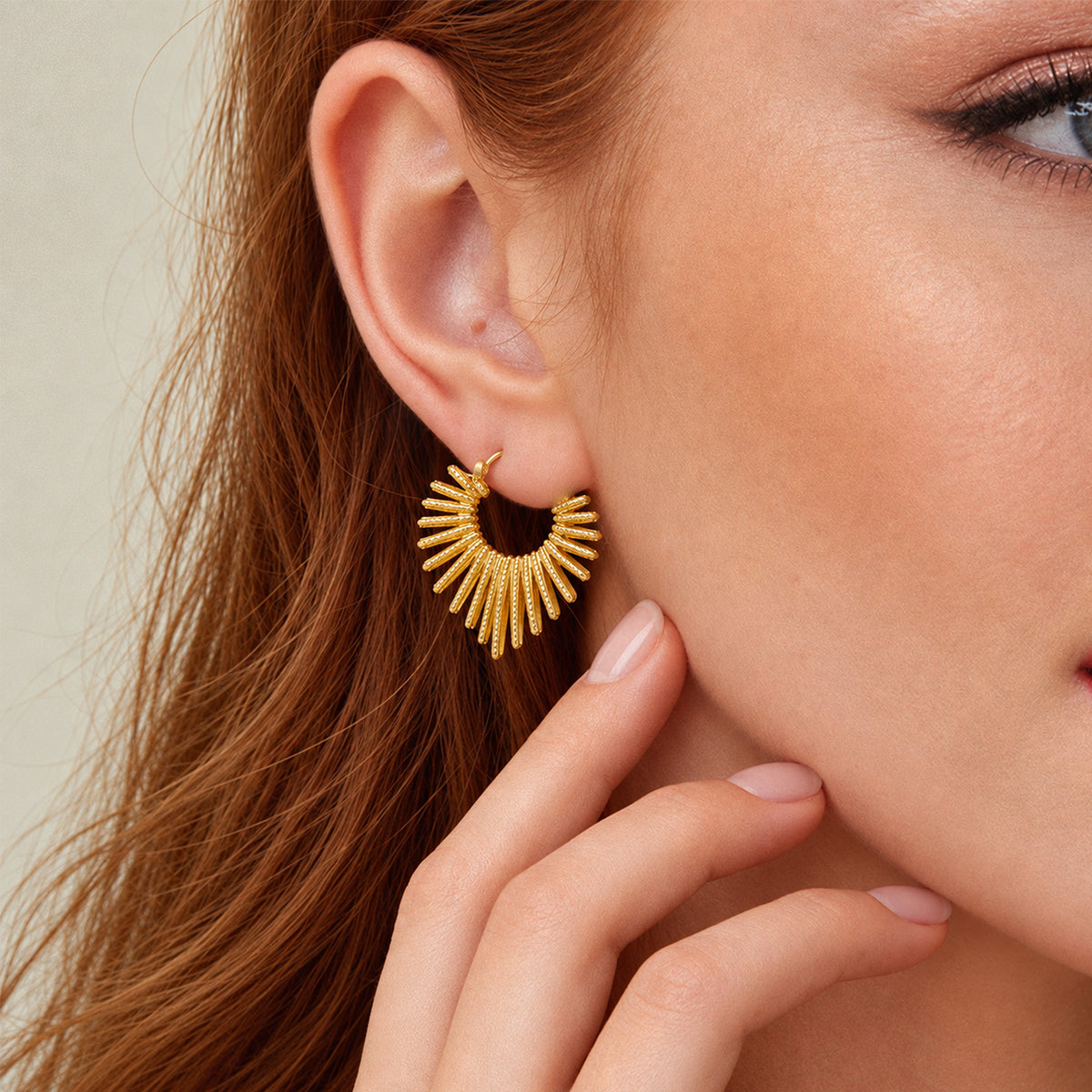 Textured Sunburst Hoop Earrings