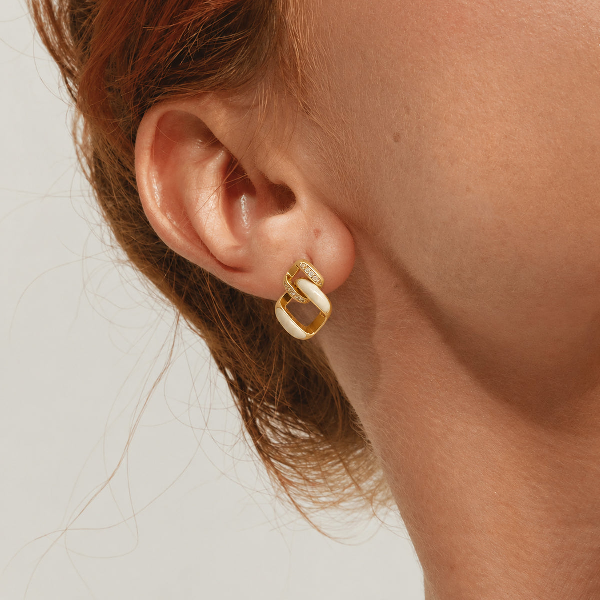 Interlocking Square Accent Stud Earrings