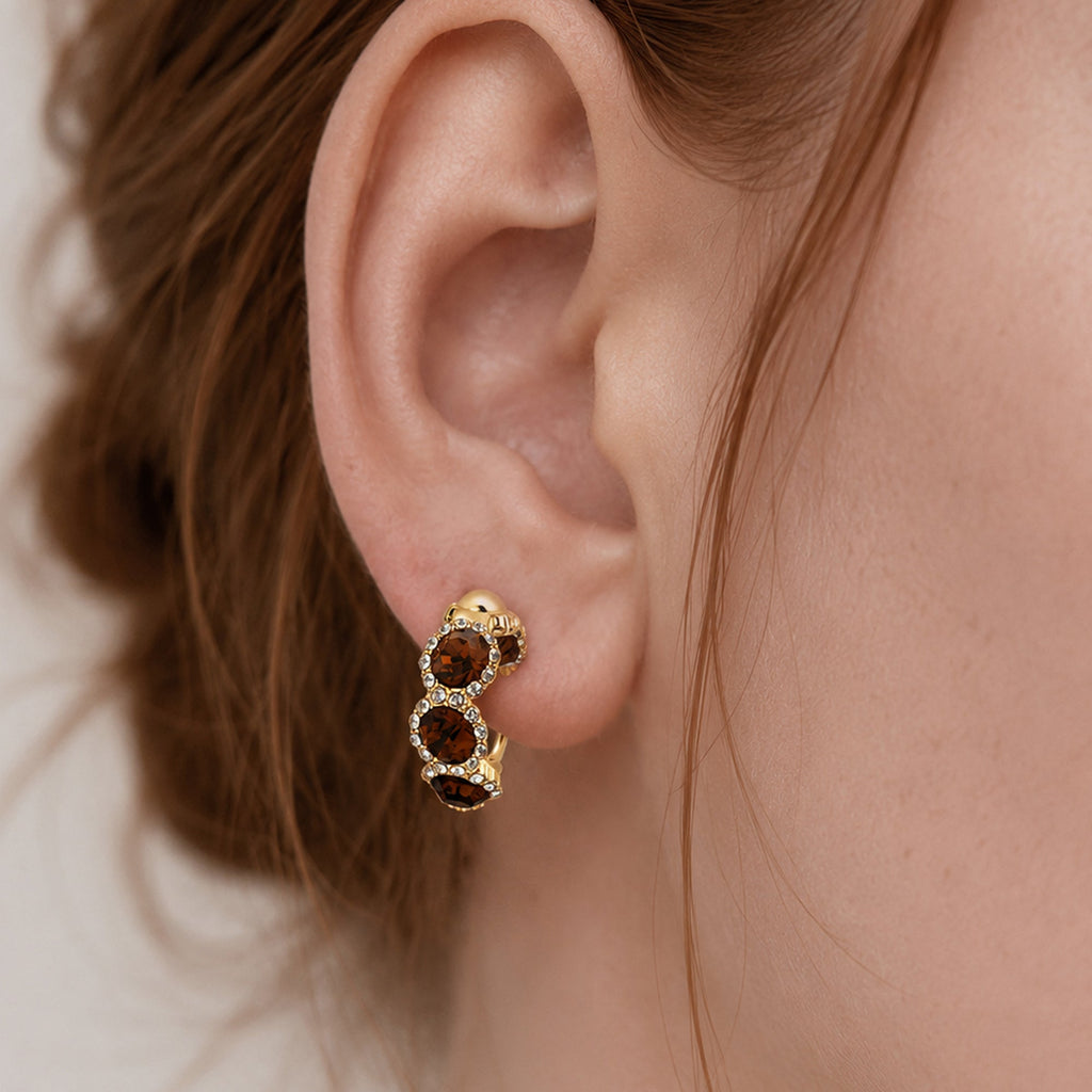 Zircon Cluster Leverback Hoop Earrings