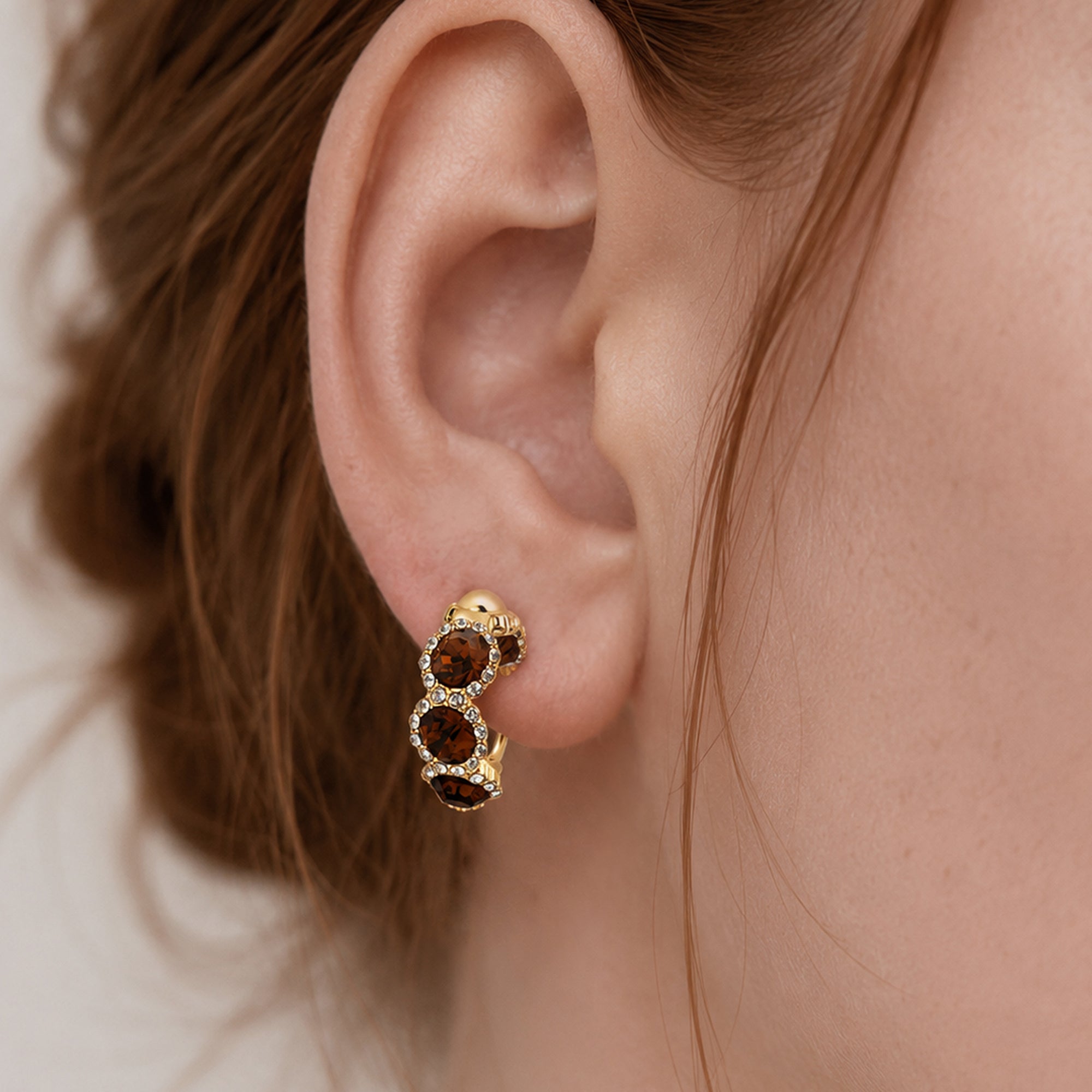 Zircon Cluster Leverback Hoop Earrings