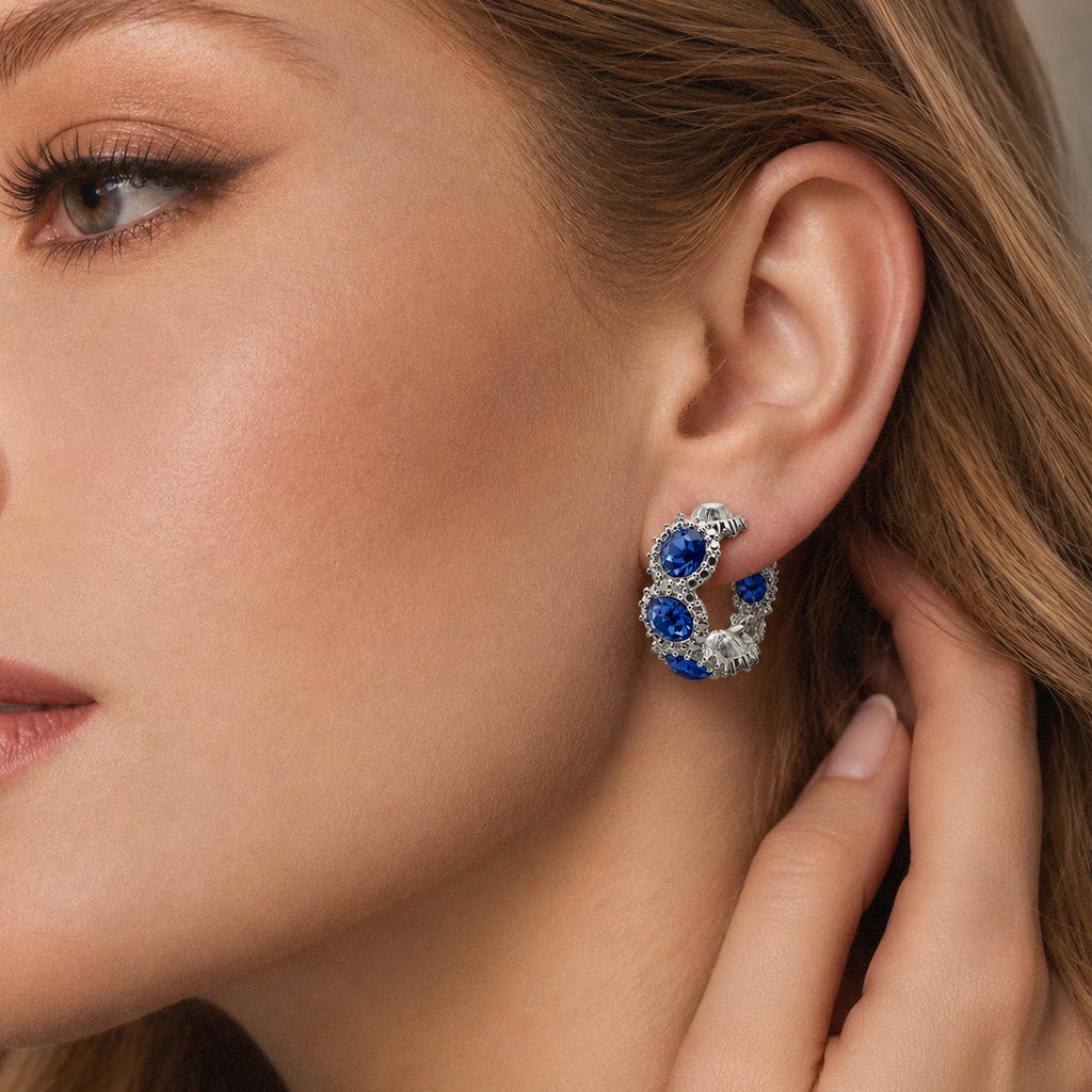 Zircon Cluster Leverback Hoop Earrings