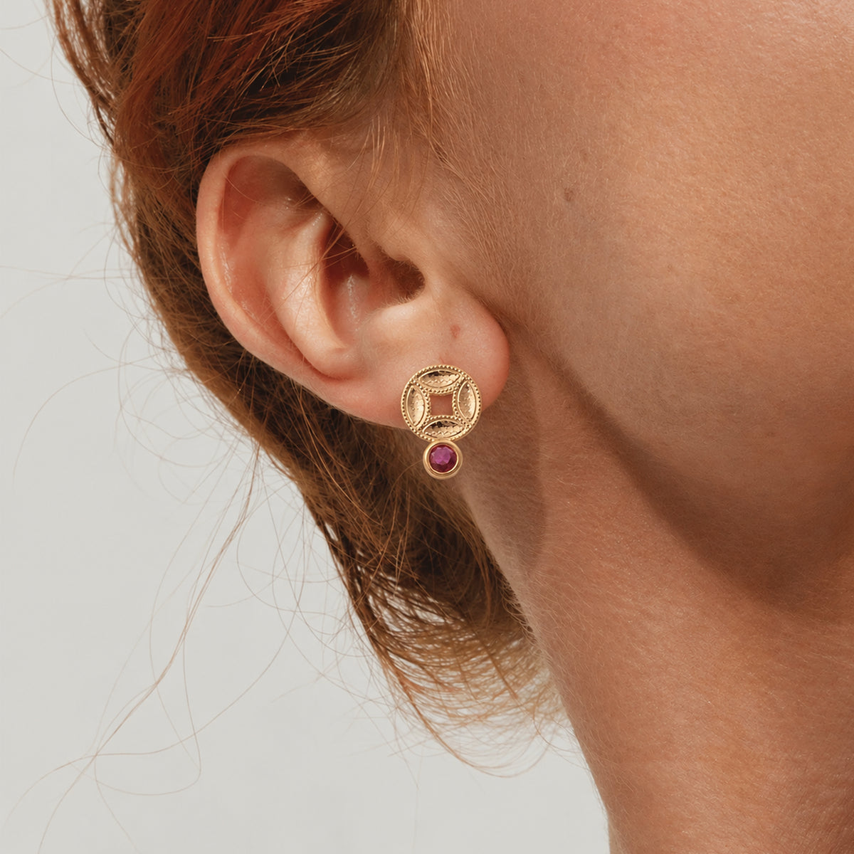 Asymmetric Rocking Horse Coin Stud Earrings