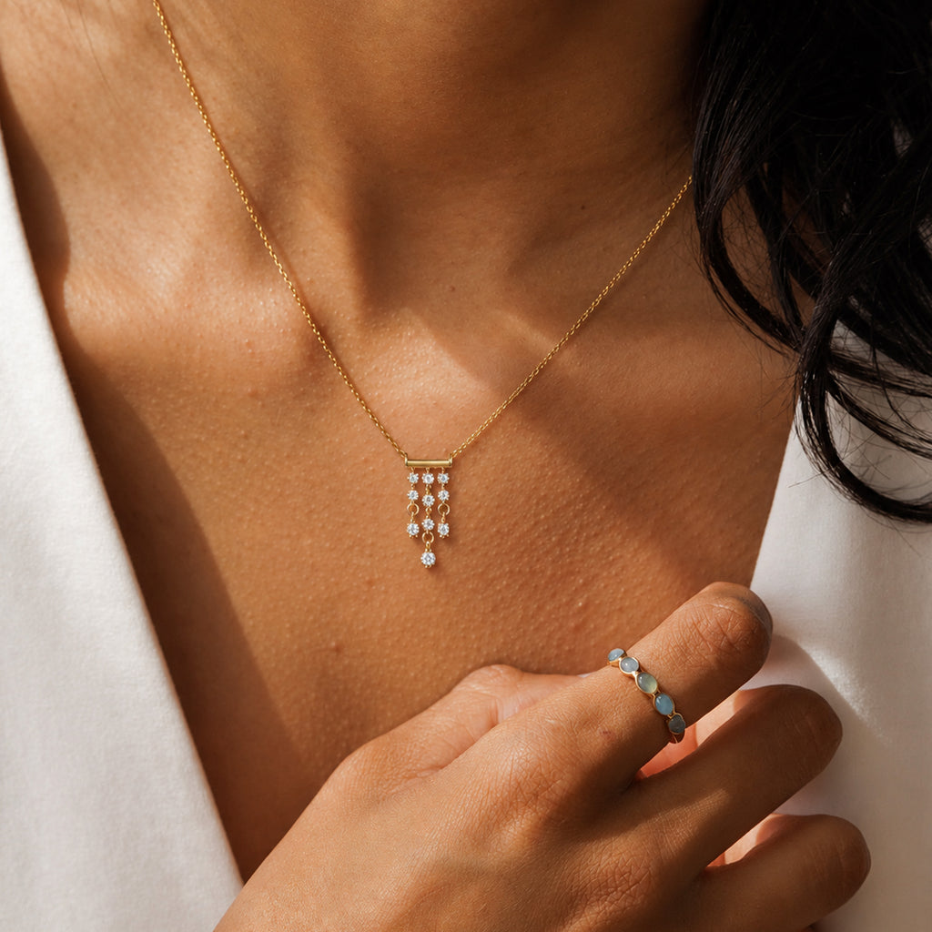 Crystal Cascade Sterling Silver Necklace