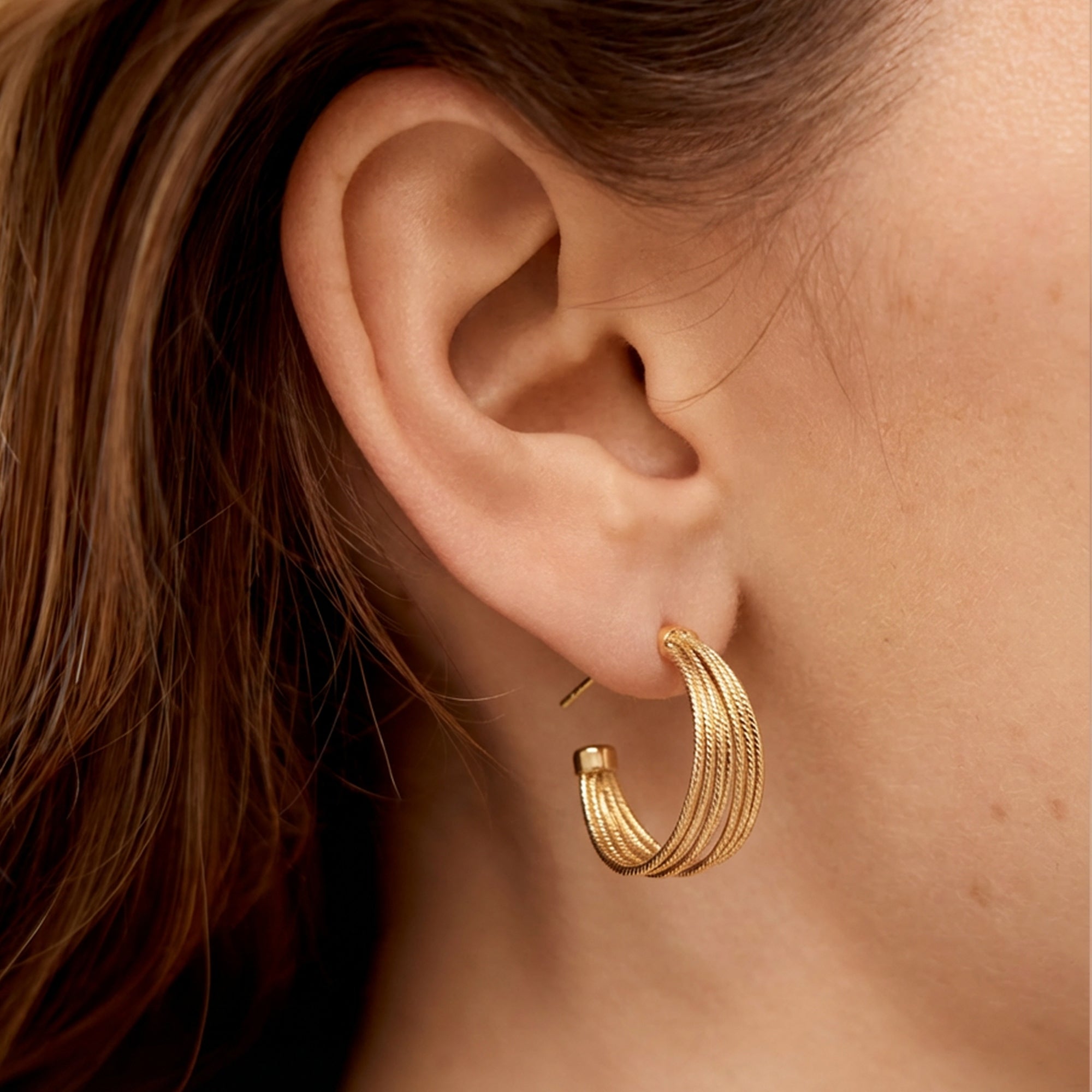 Ribbed Multi-Wire Hoop Earrings