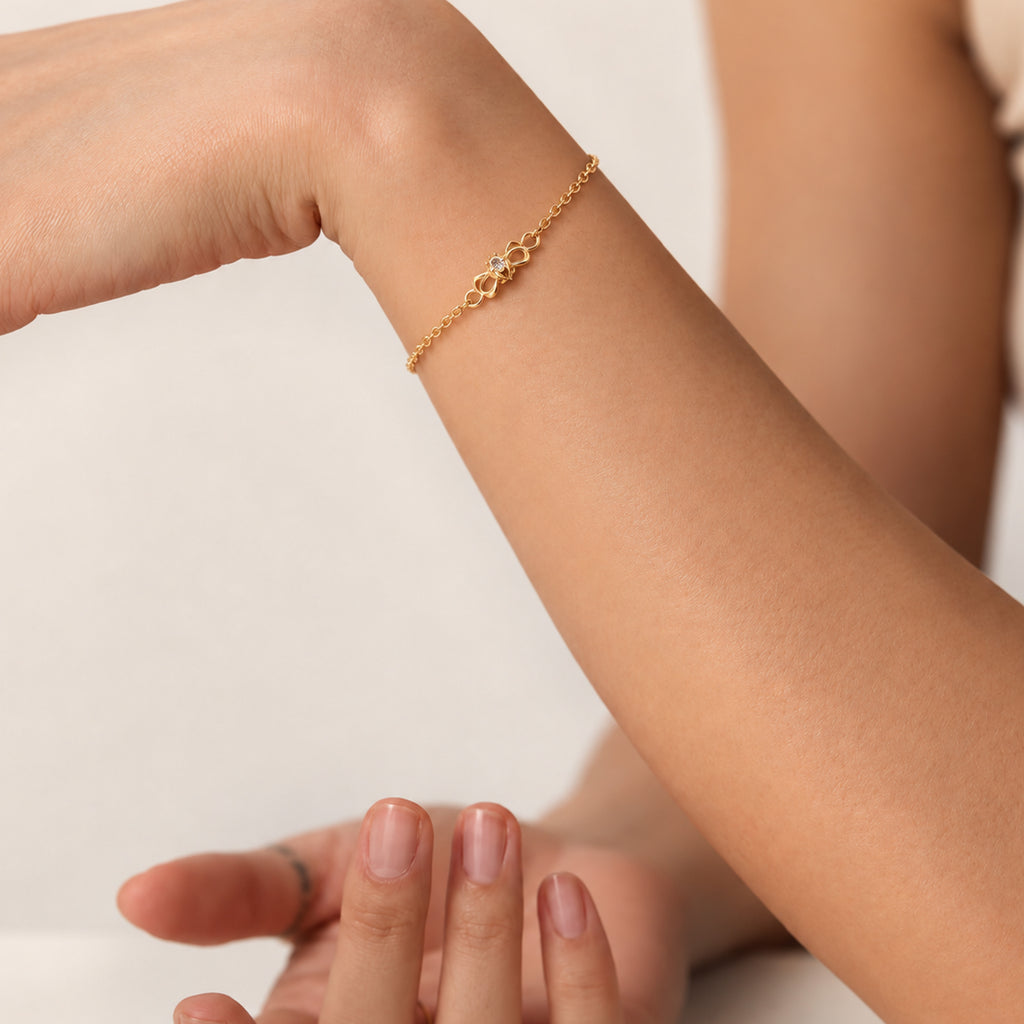 18K Gold-Plated Sterling Silver Bow Bracelet