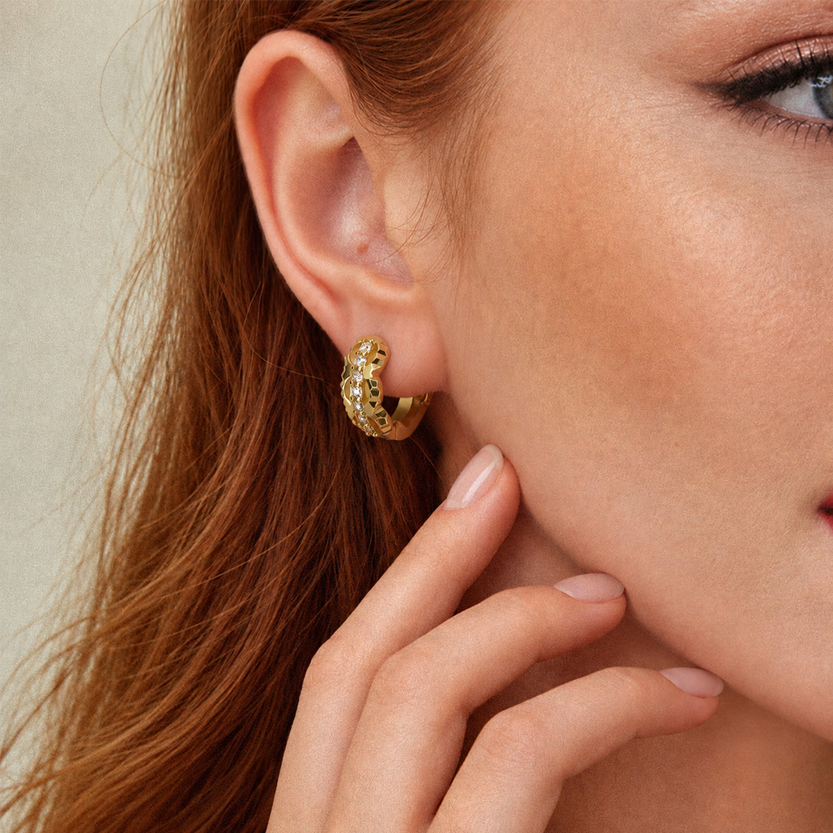 Interlaced Zirconia Huggie Earrings