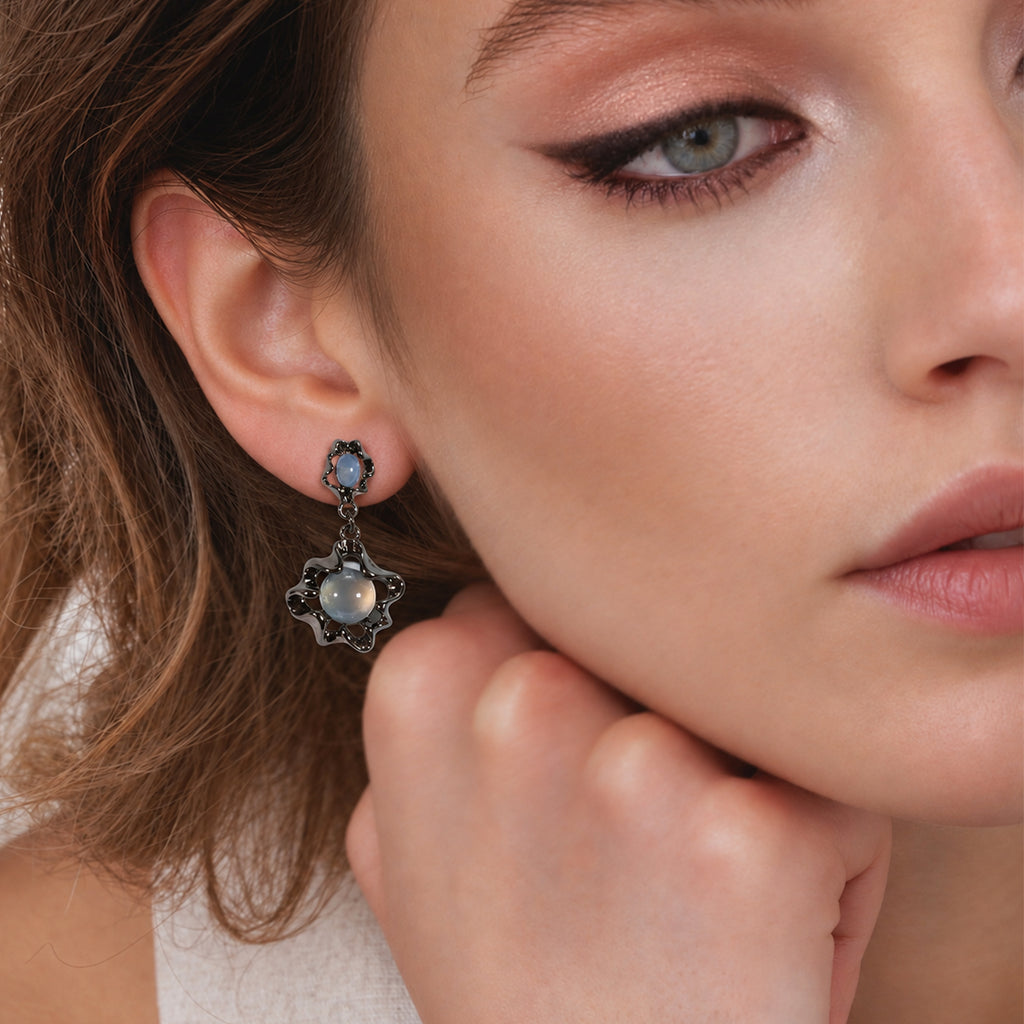 Sculptural Agate & Resin Drop Earrings