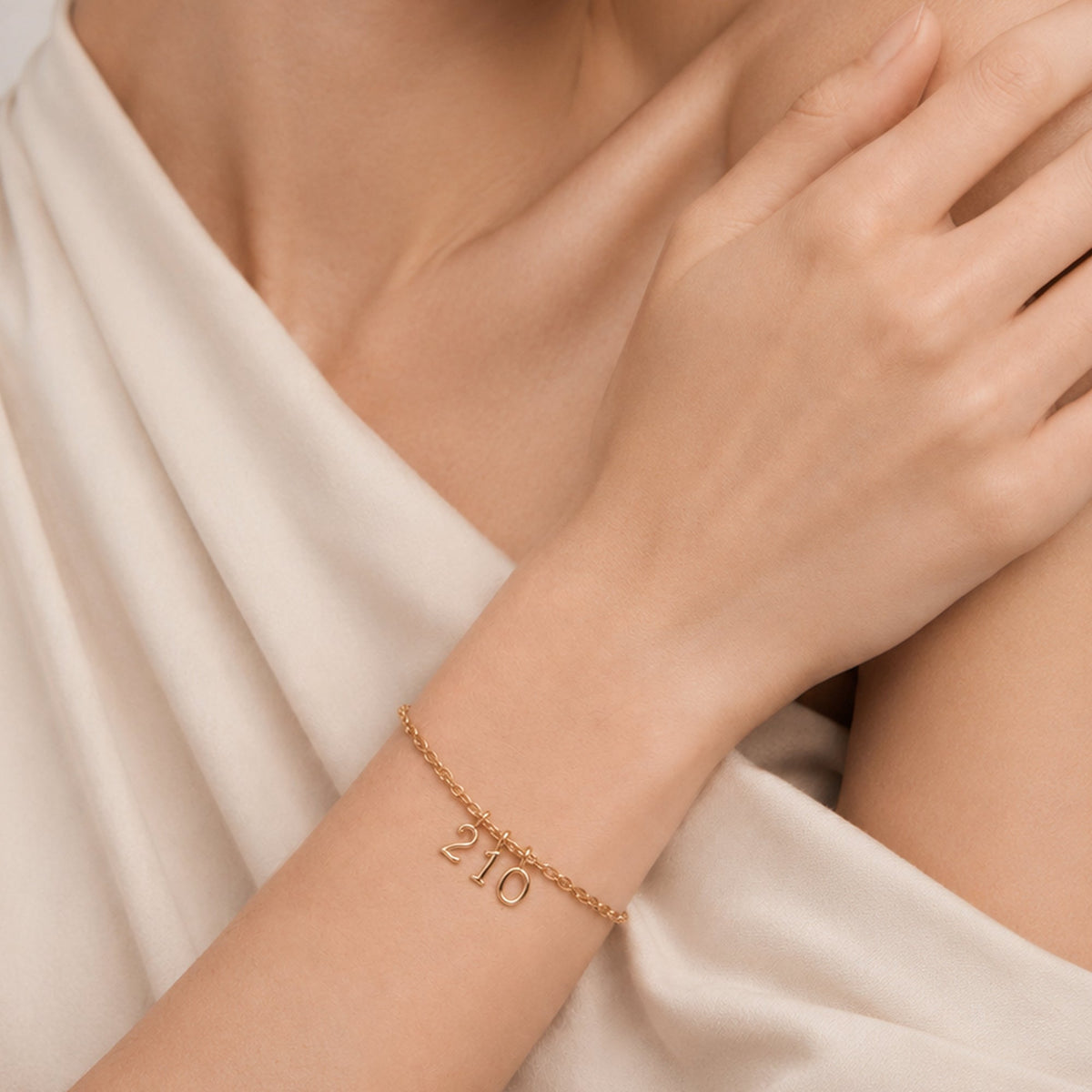 18K Gold-Plated Sterling Silver Number Charm Bracelet