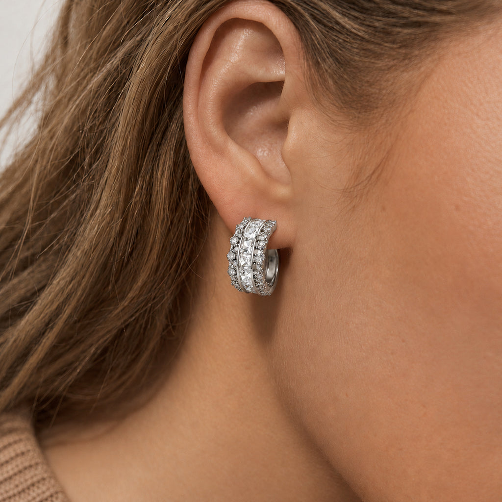 Channel-Set Zircon Half-Hoop Earrings