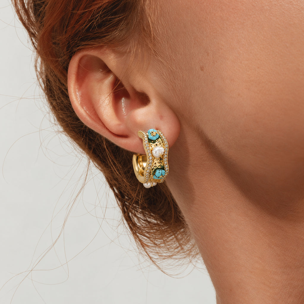 Abalone Shell S925 Wide Hoop Earrings
