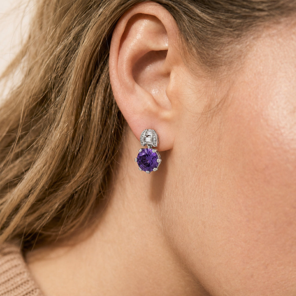 Crystal Round Drop Stud Earrings