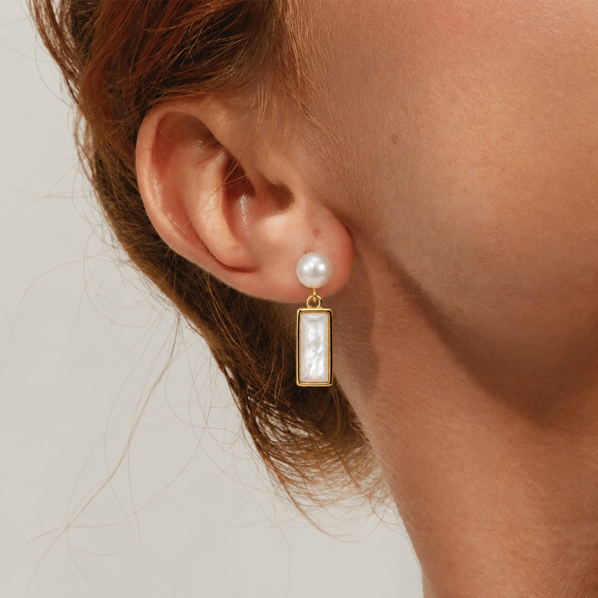 Freshwater Pearl Rectangular Drop Earrings