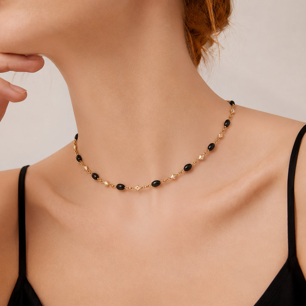 Black Spinel Gold-Plated Sterling Silver Necklace