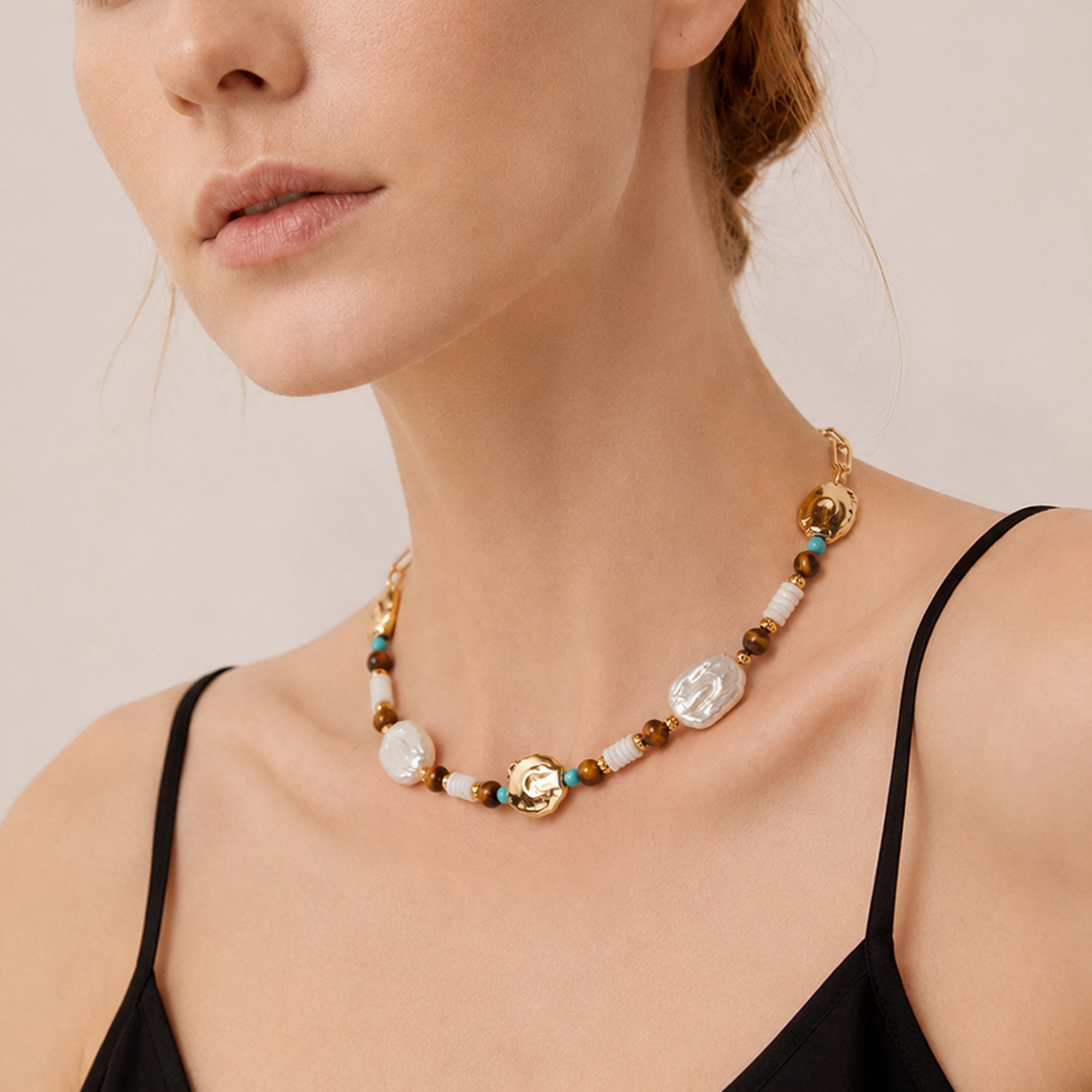 Baroque Pearl Natural Stone Beaded Necklace