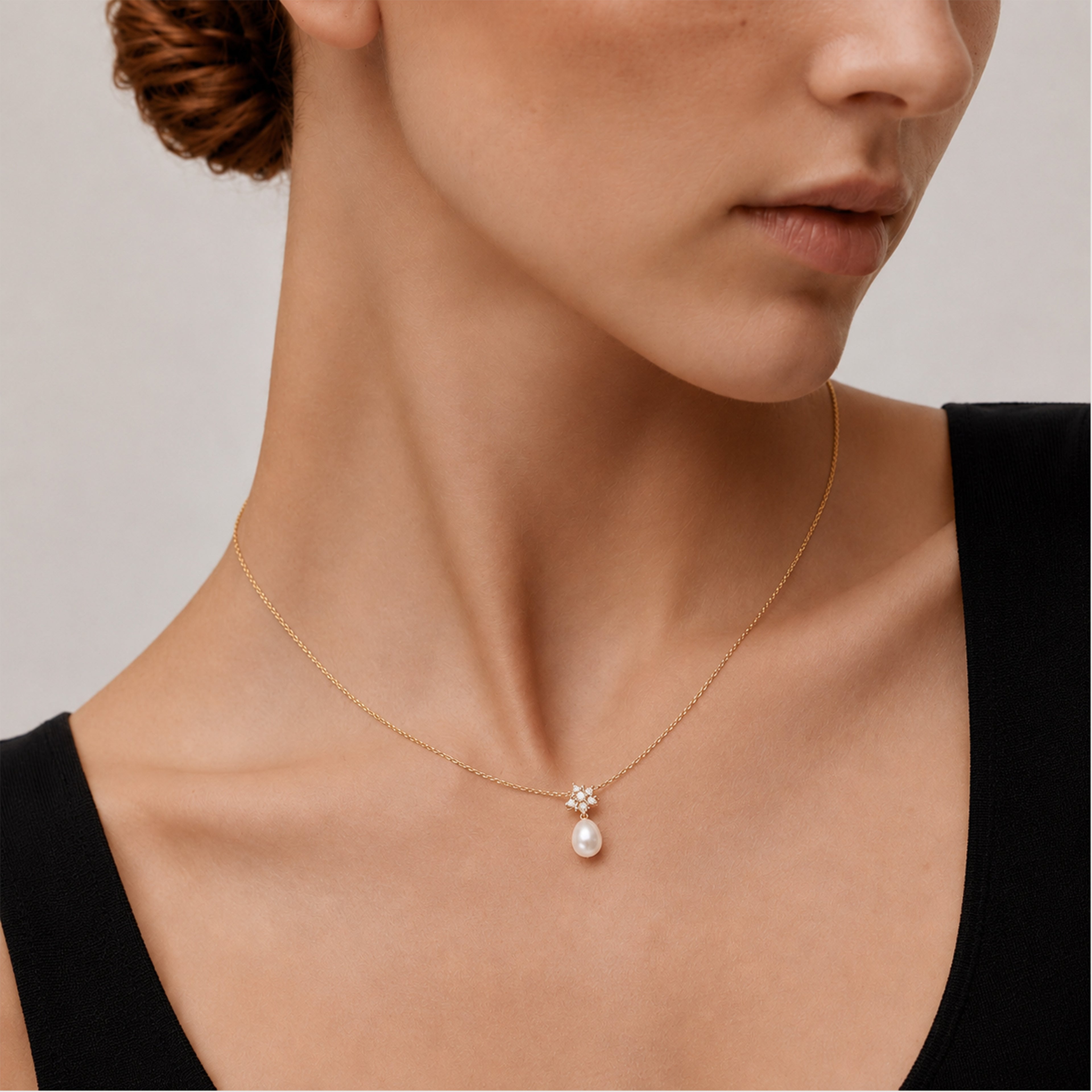 Pearl Zircon Gold-Plated Sterling Silver Necklace