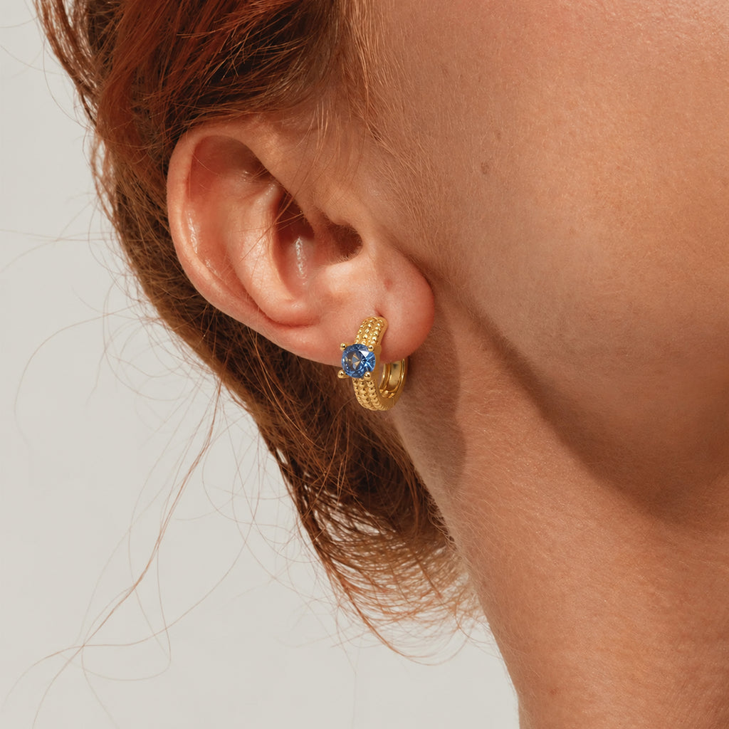 Blue Zircon S925 Huggie Earrings