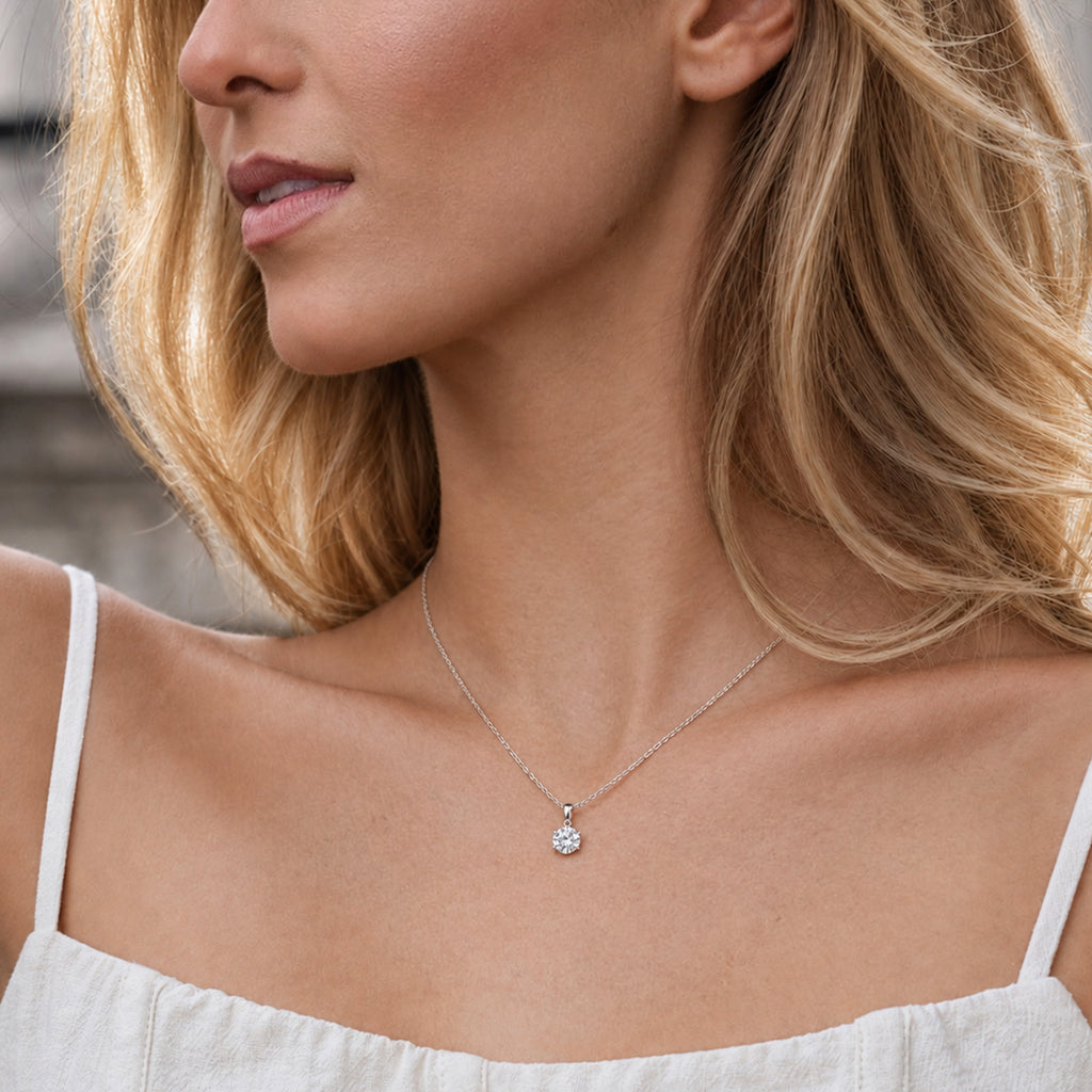 5A Cubic Zirconia Solitaire Necklace