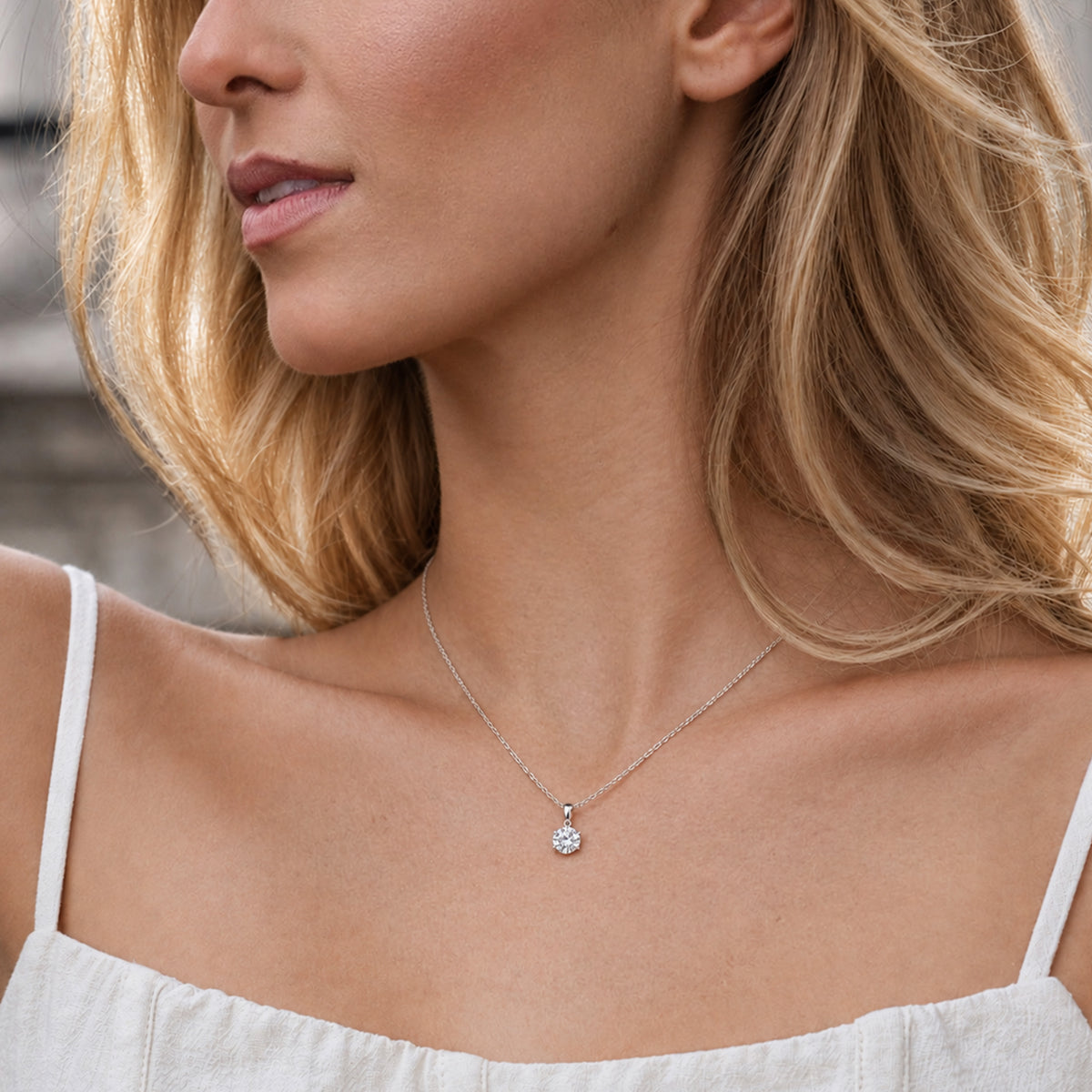 5A Cubic Zirconia Solitaire Necklace