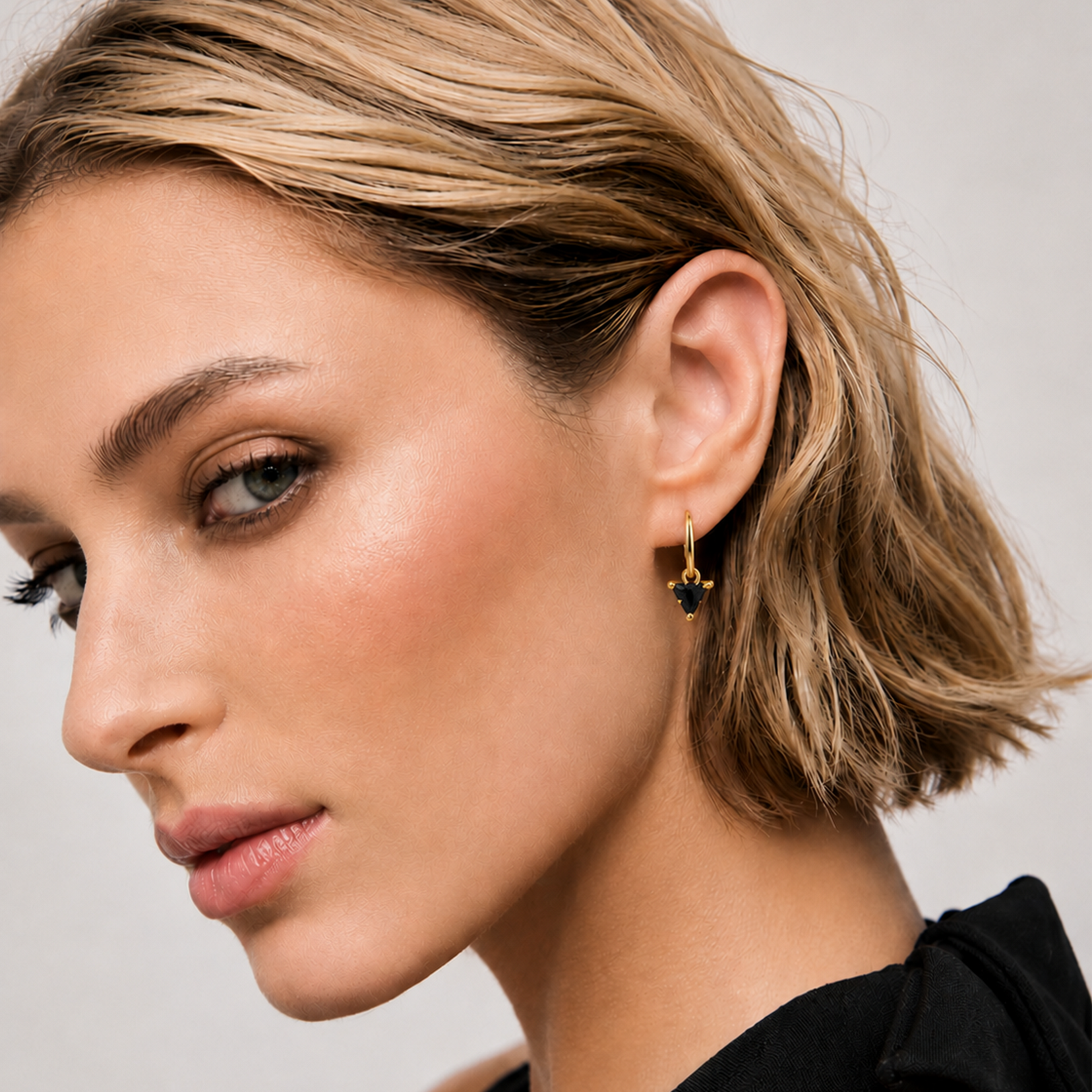 White and Black Zircon S925 Silver Earrings
