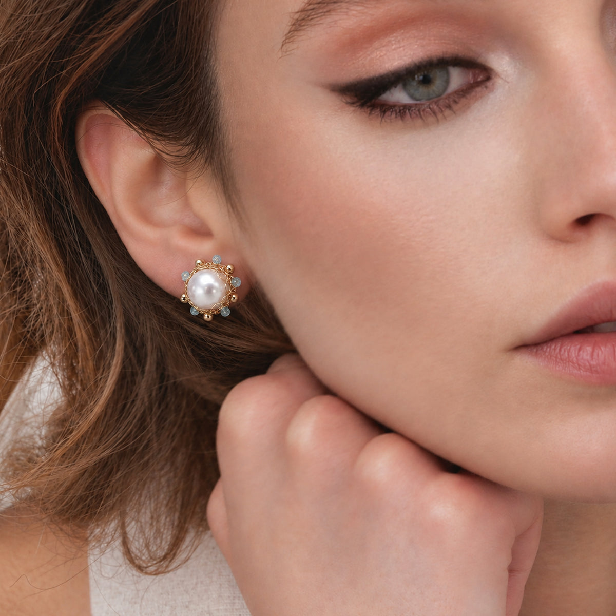 Gold-Plated Freshwater Pearl Stud Earrings