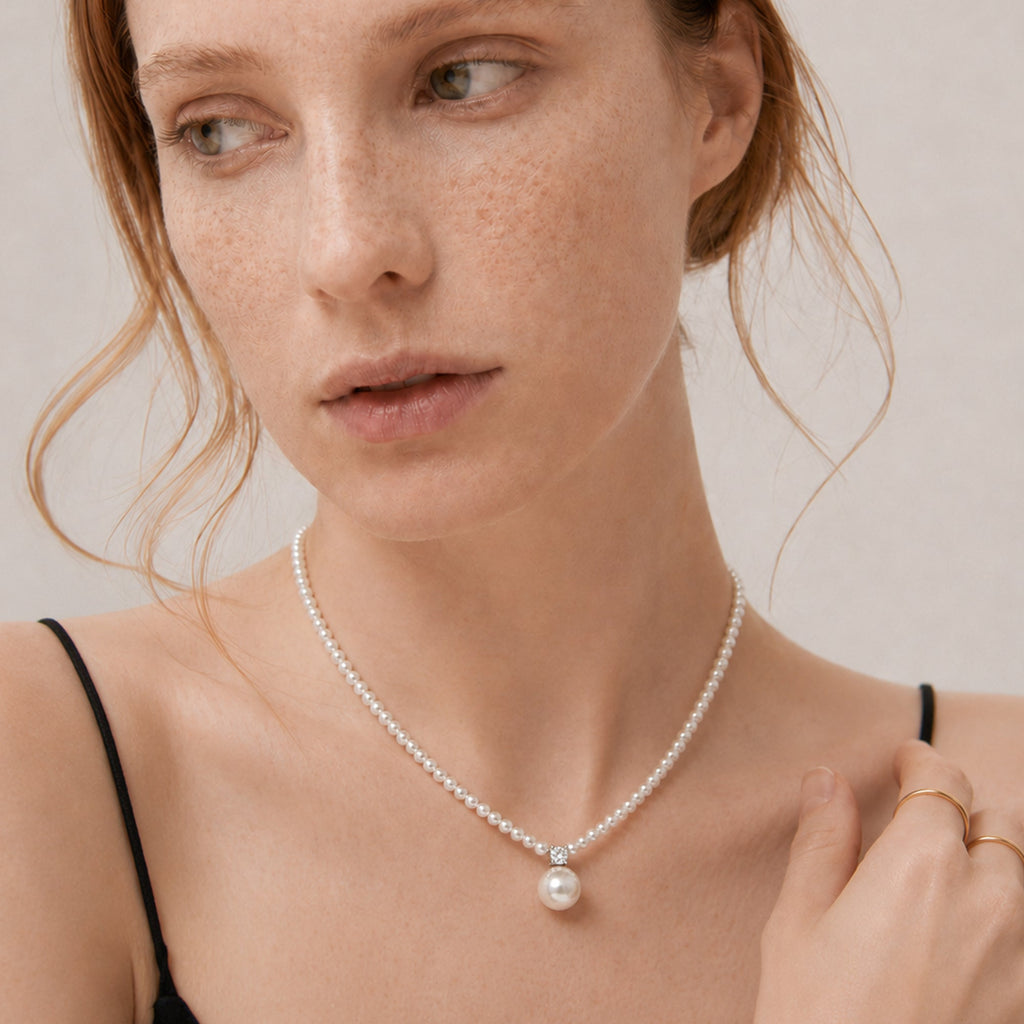 S925 Silver Pearl Drop Pendant Necklace