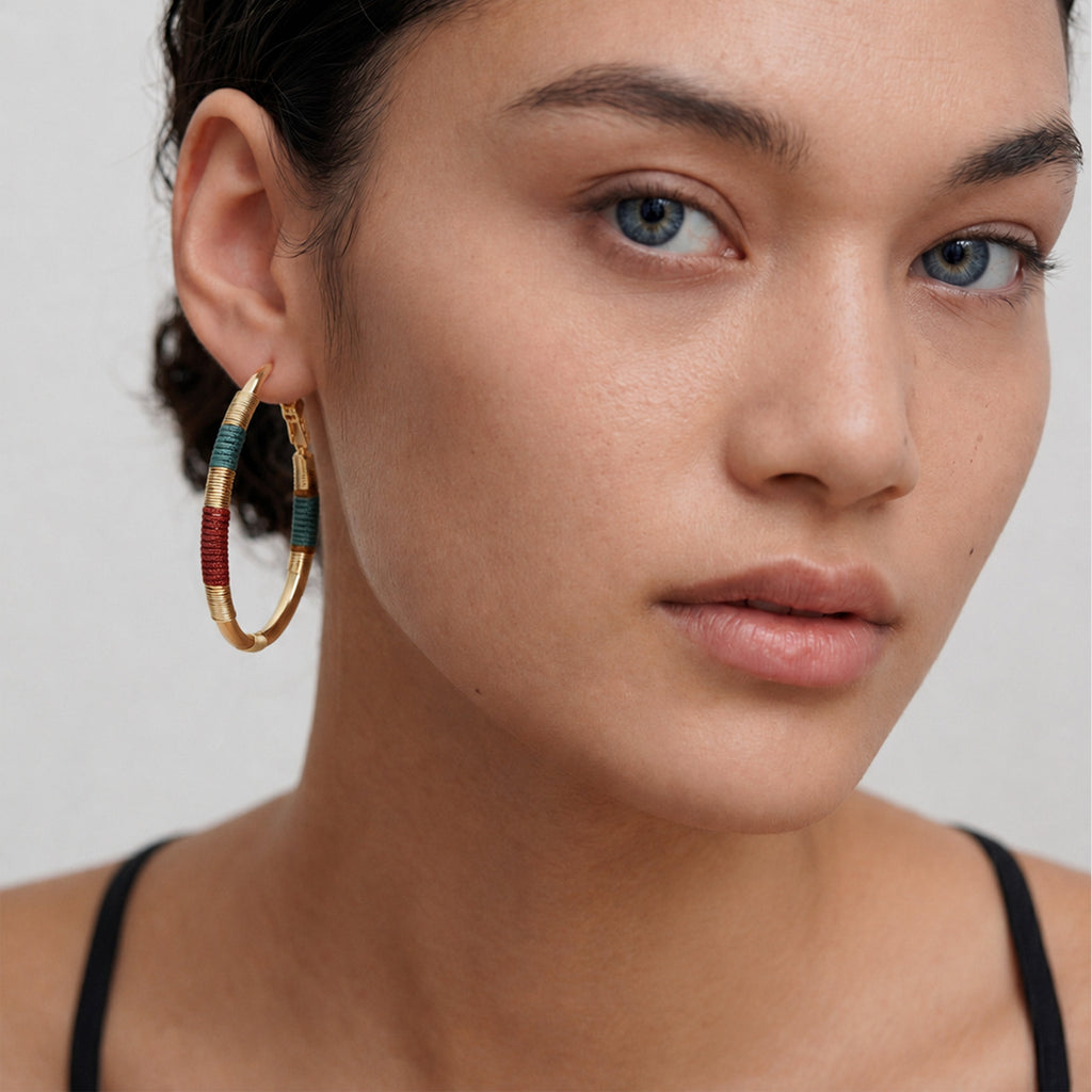 Multicolor Wrapped Hoop Earrings