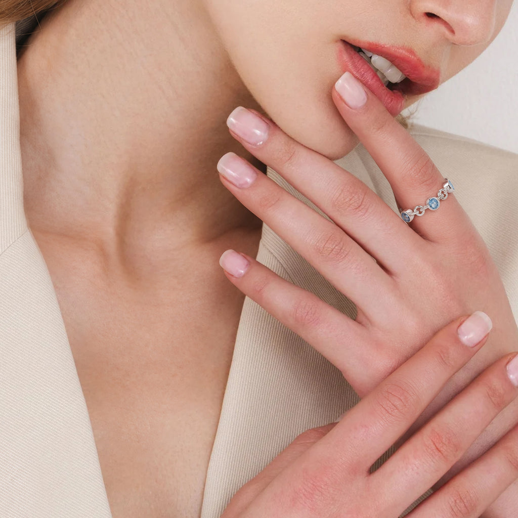 Adjustable S925 Bezel-Set Zircon Chain Ring