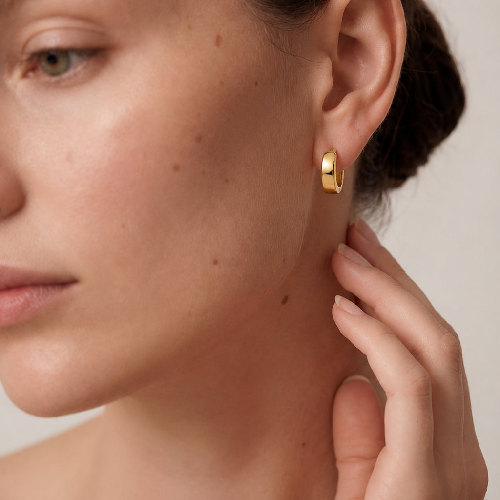 18K Gold-Plated S925 Rounded Huggie Hoop Earrings