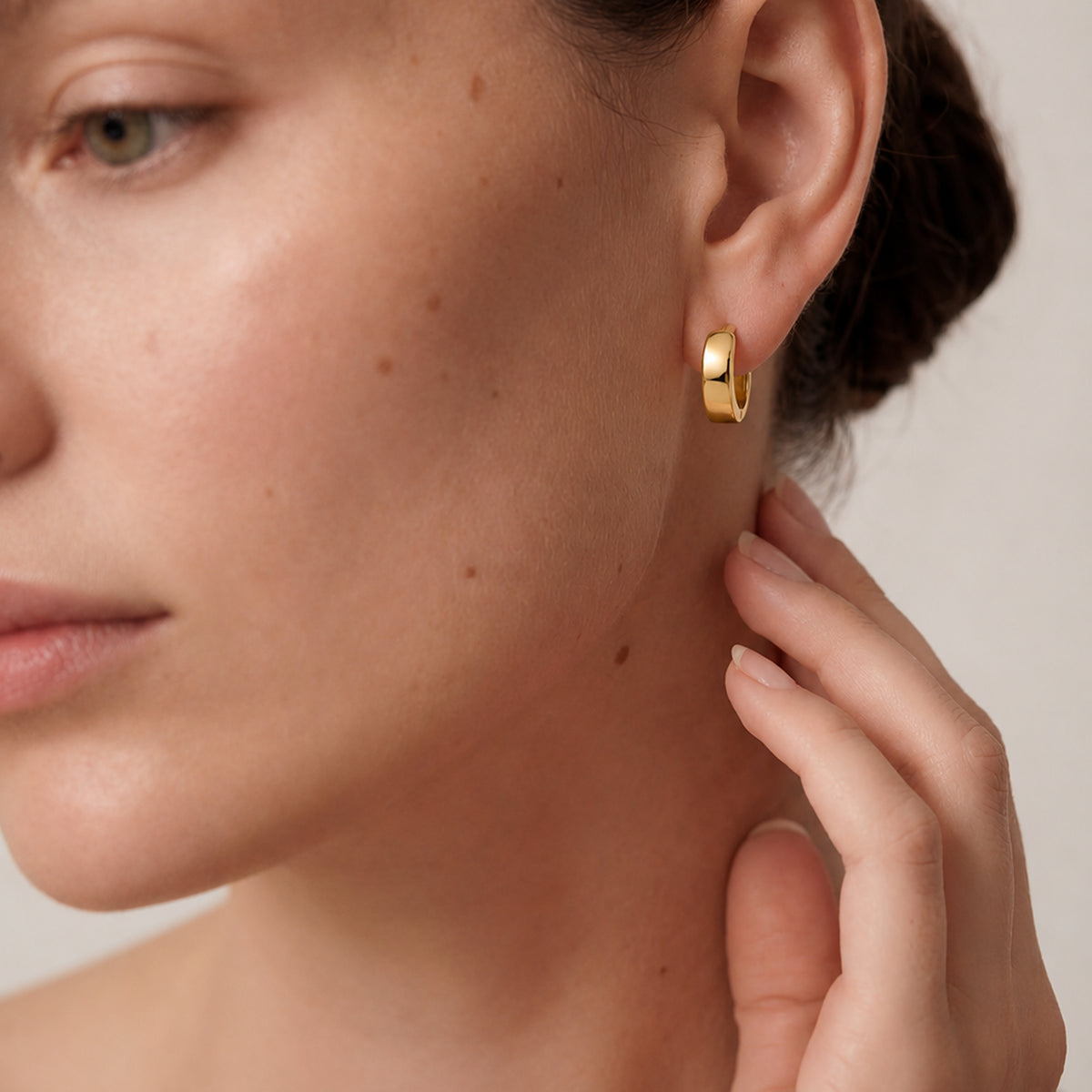18K Gold-Plated S925 Rounded Huggie Hoop Earrings
