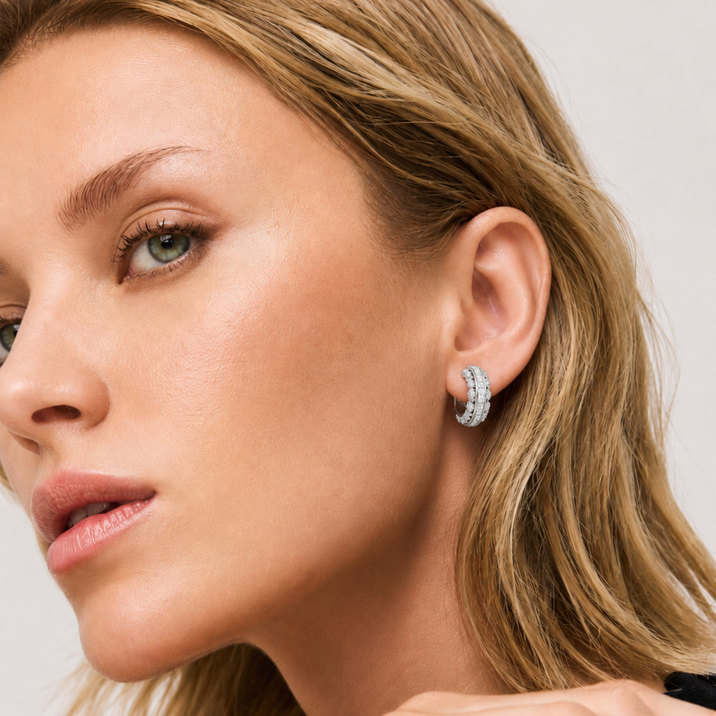 Channel-Set Zircon Half-Hoop Earrings