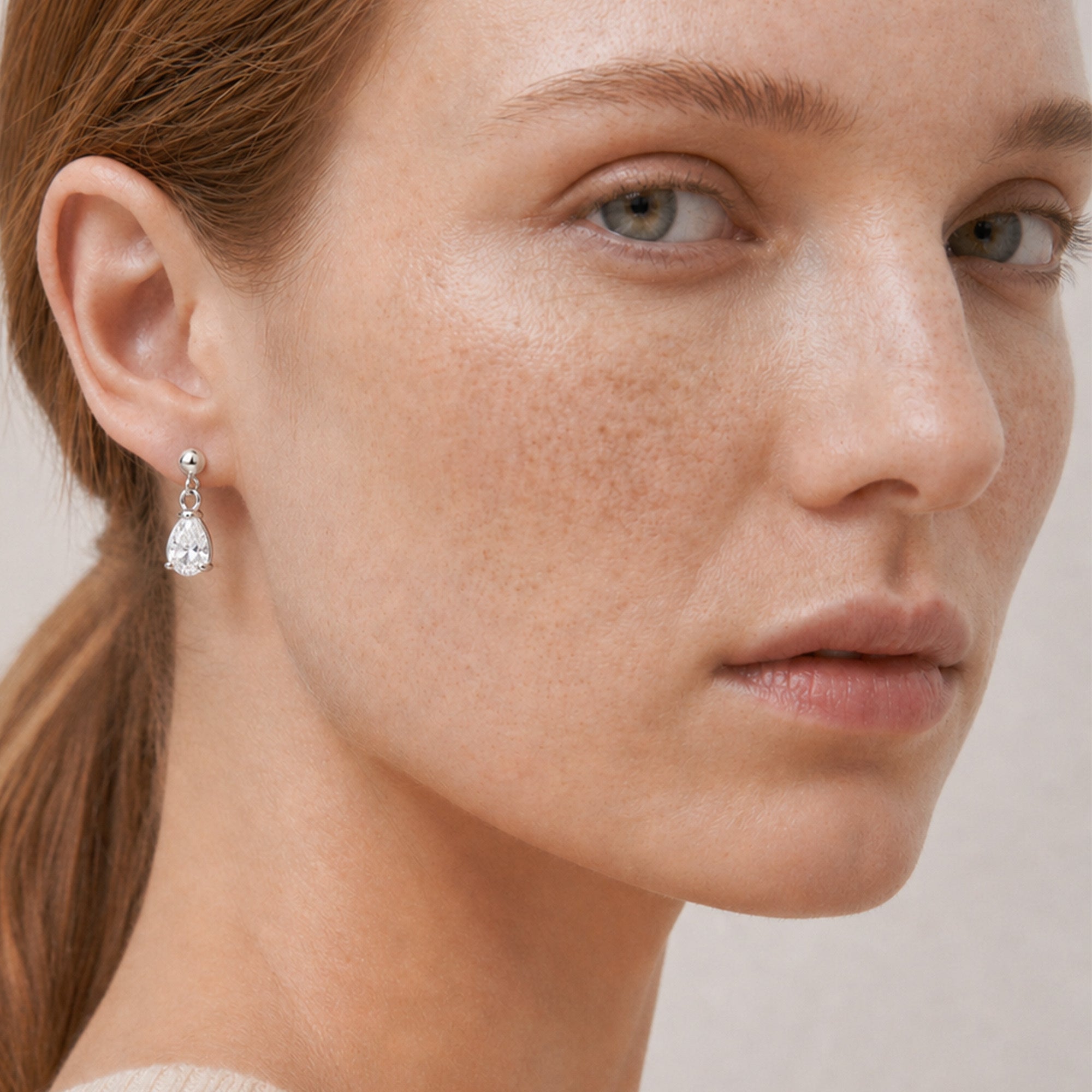 Pear-Cut Zirconia Silver Drop Earrings
