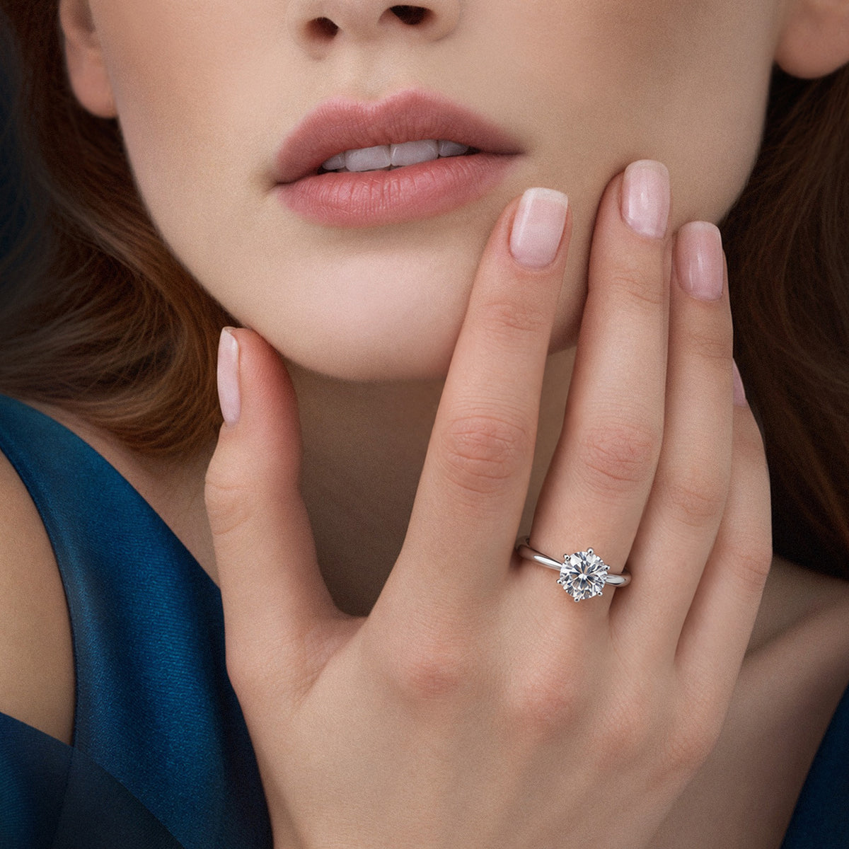 S925 Silver 2 ct Moissanite Six-Prong Ring