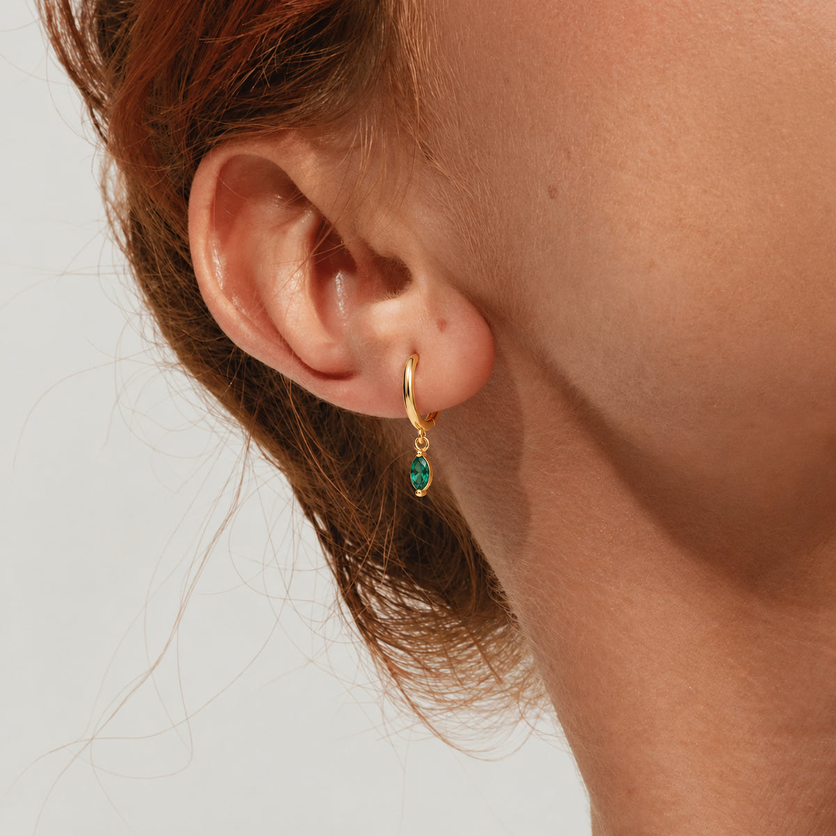 Marquise Natural Stone Huggie Earrings