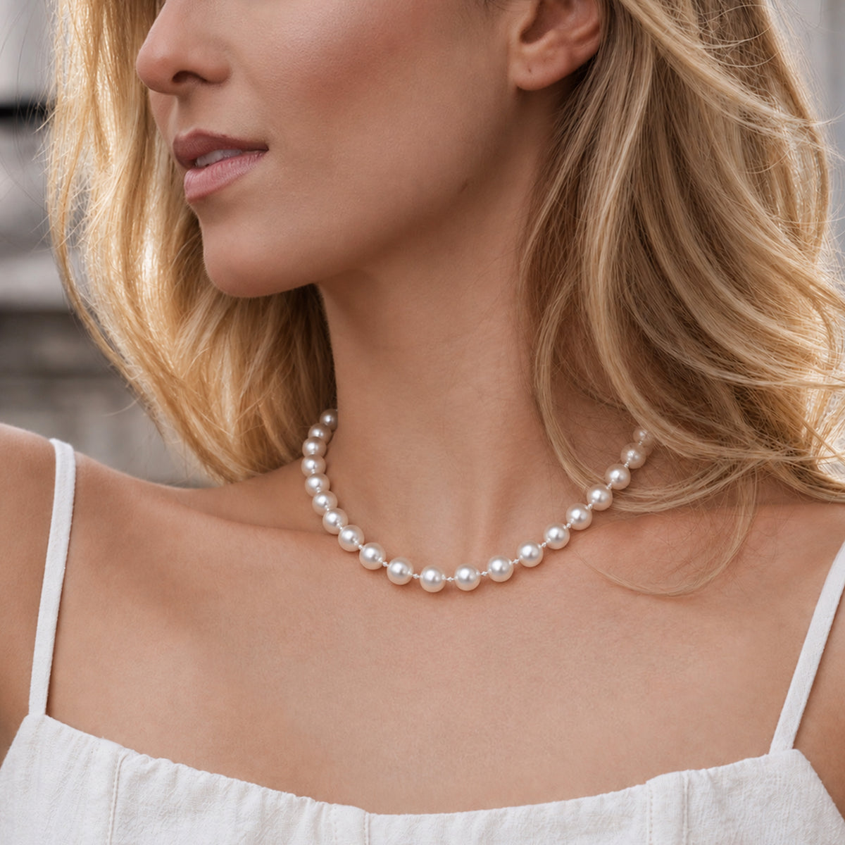S925 Silver Pearl Strand Necklace