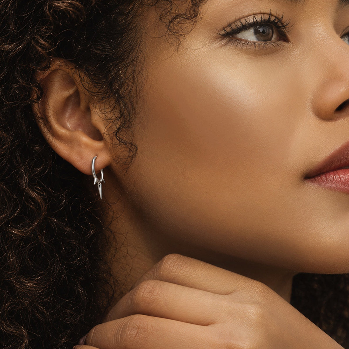 Spike Detail Huggie Hoop Earrings
